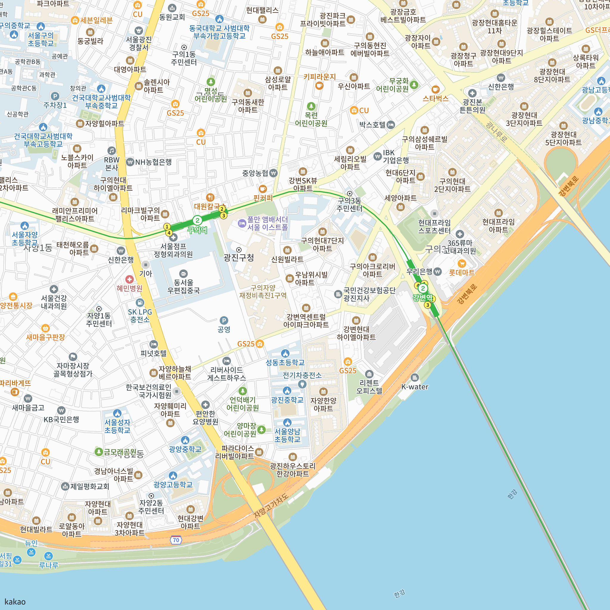 강변역 센트럴 아이파크 반경 1km 주변 시설 지도