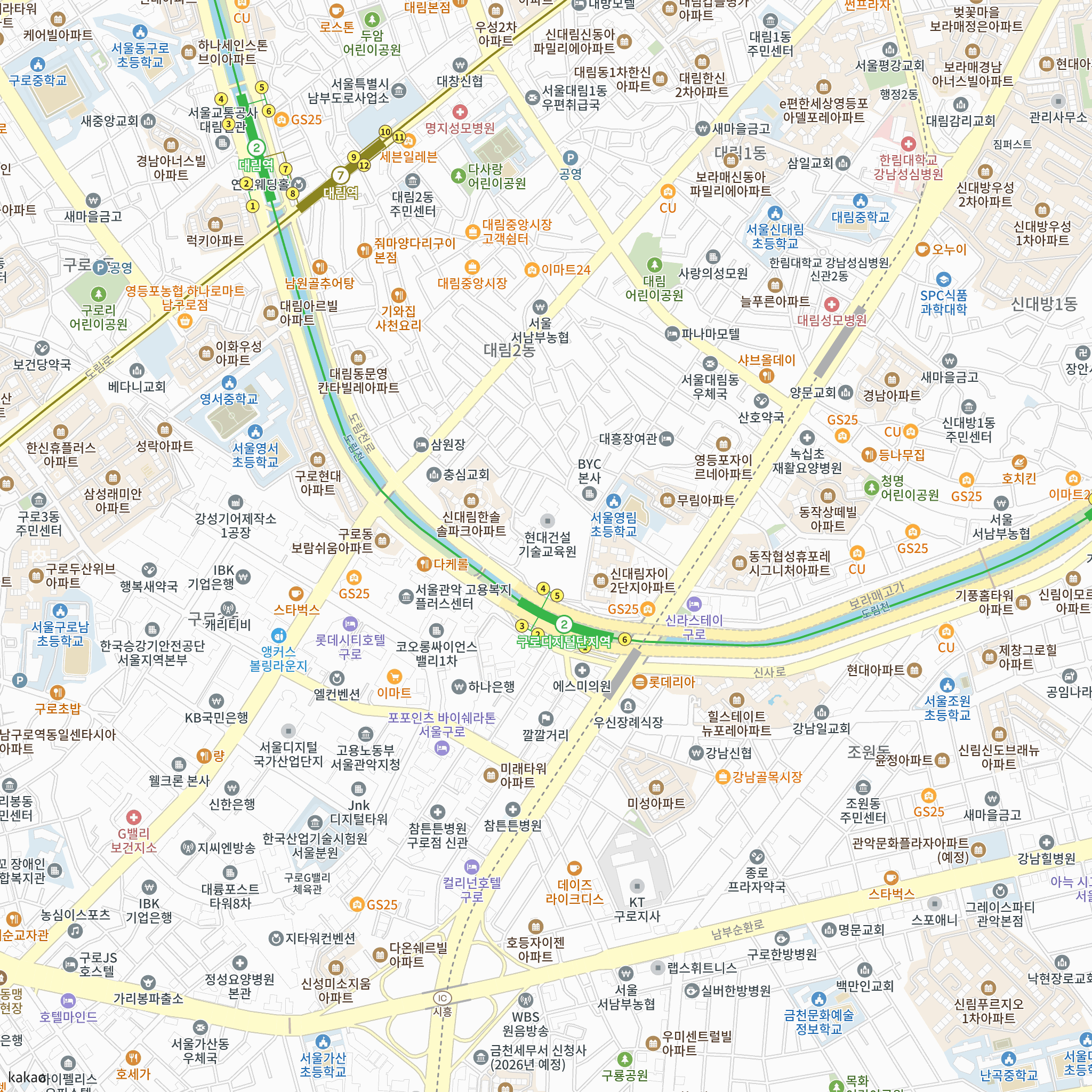 GD 메트로 타워 반경 1km 주변 시설 지도