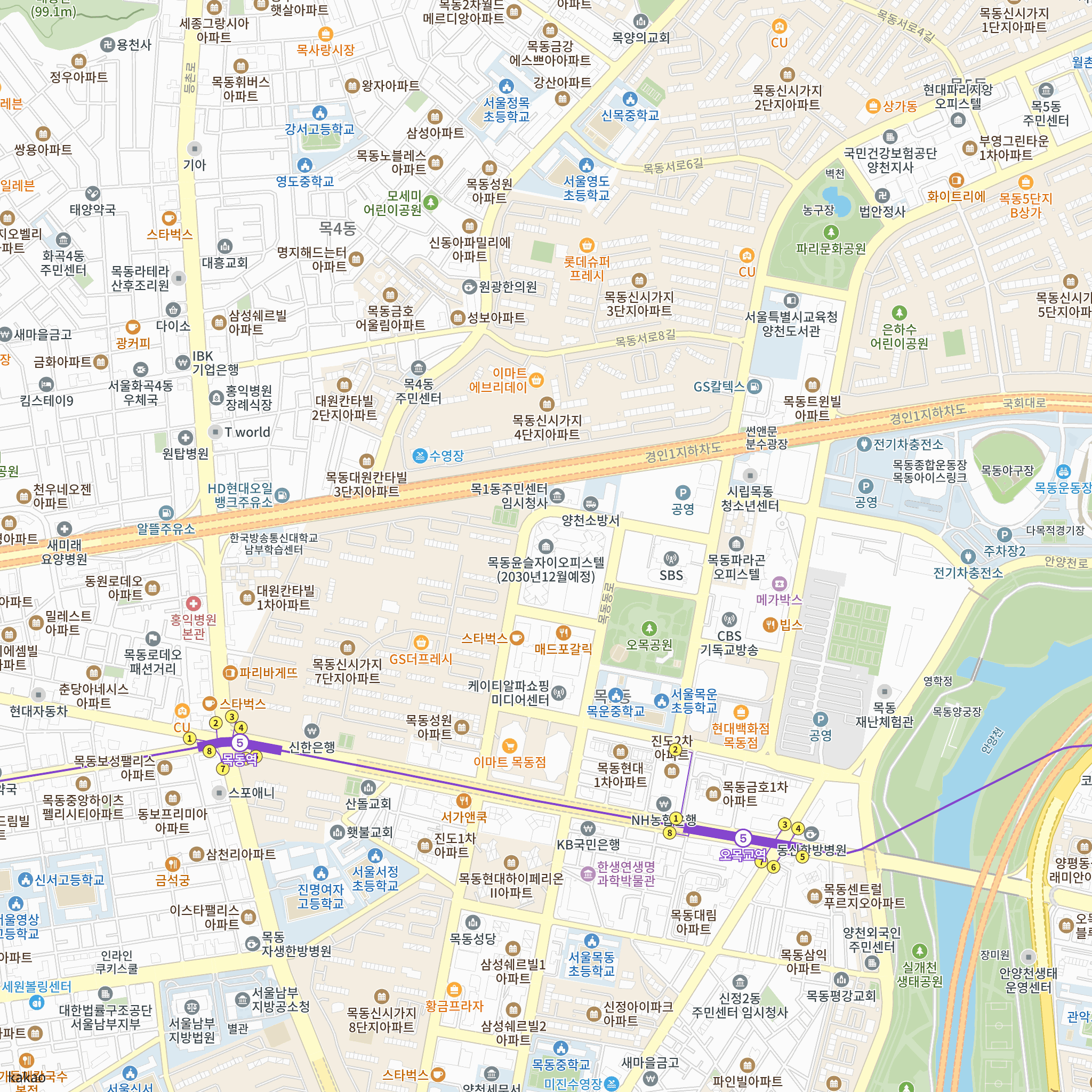목동윤슬자이 반경 1km 주변 시설 지도