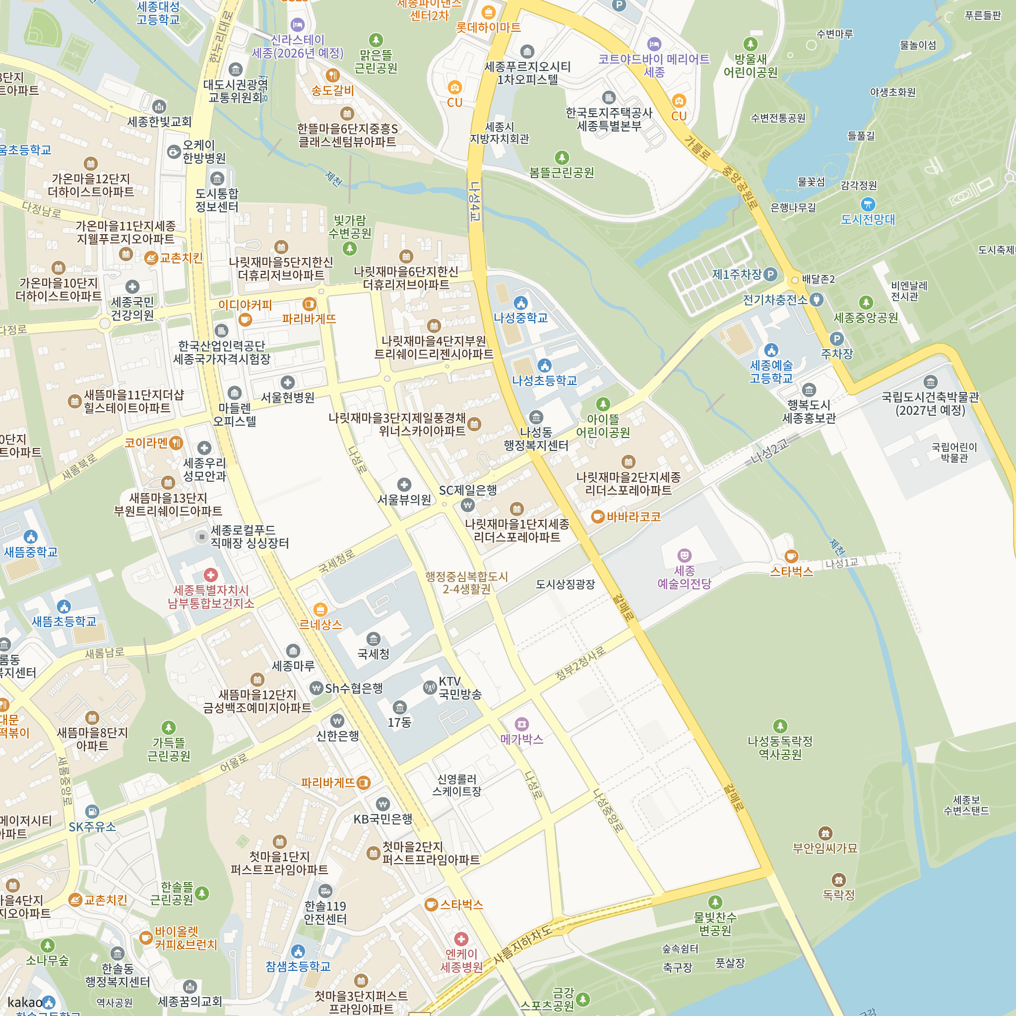 세종 리더스포레 나릿재마을 1단지 반경 1km 주변 시설 지도