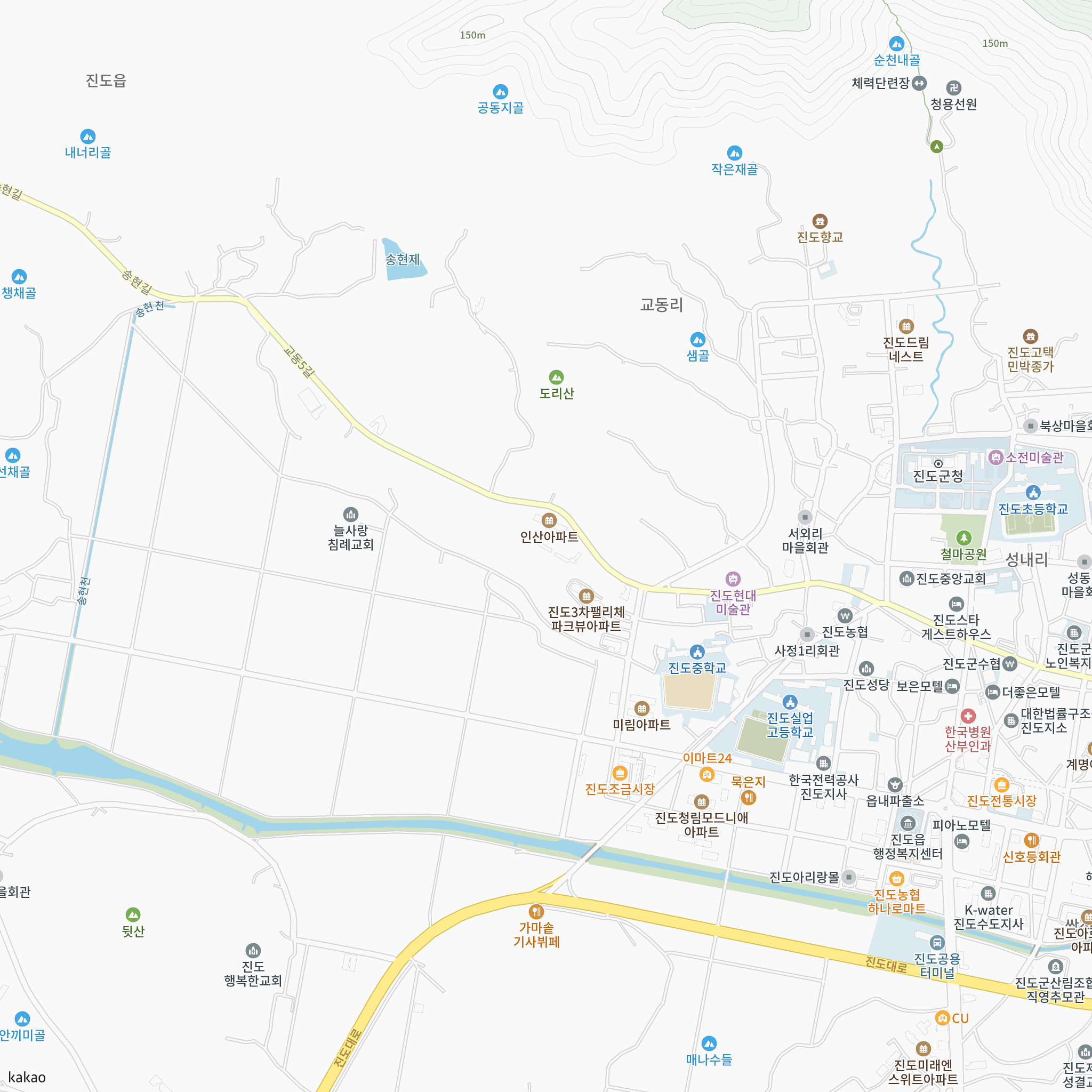 진도 승원팰리체 더 테라스 반경 1km 주변 시설 지도