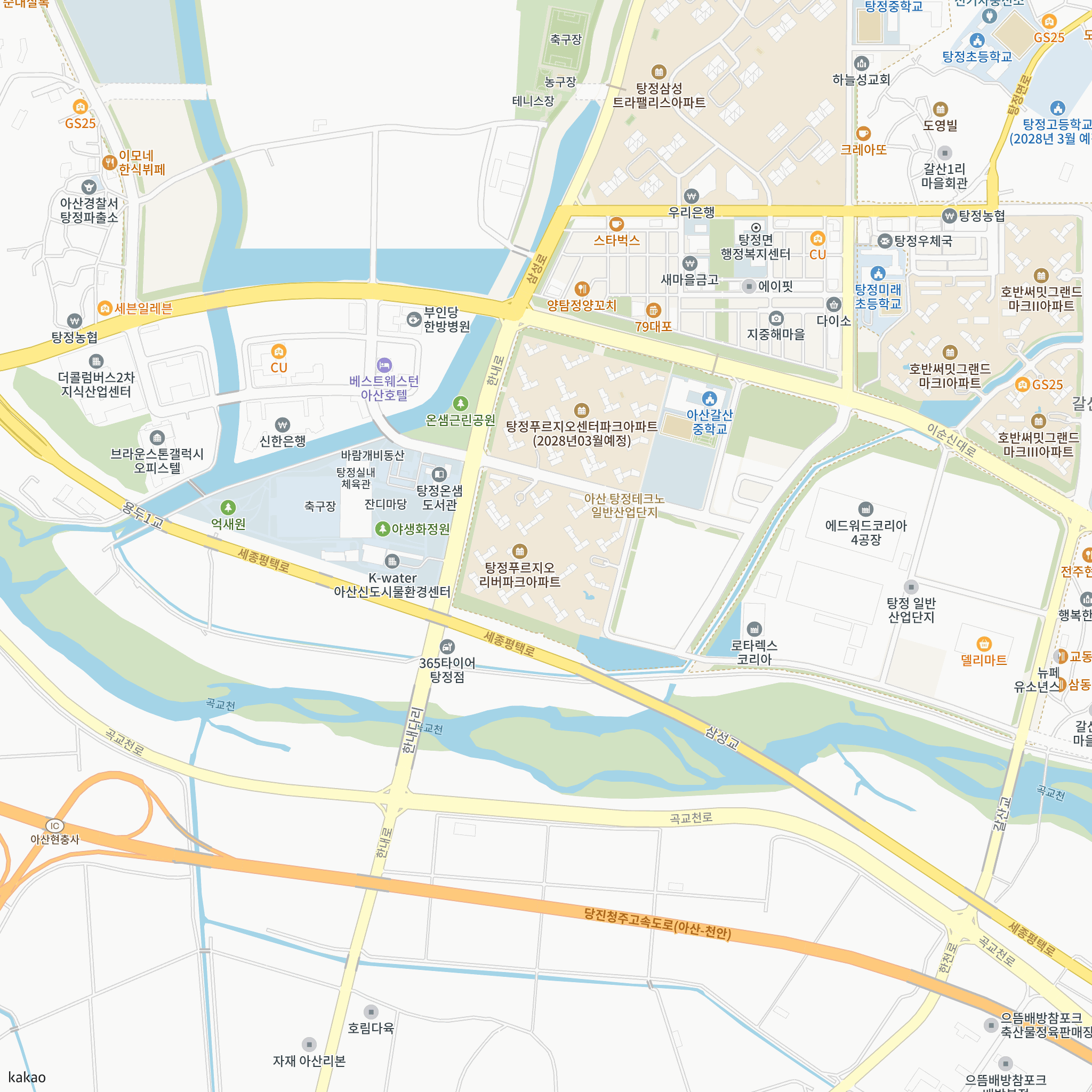 탕정 푸르지오 리버파크 반경 1km 주변 시설 지도