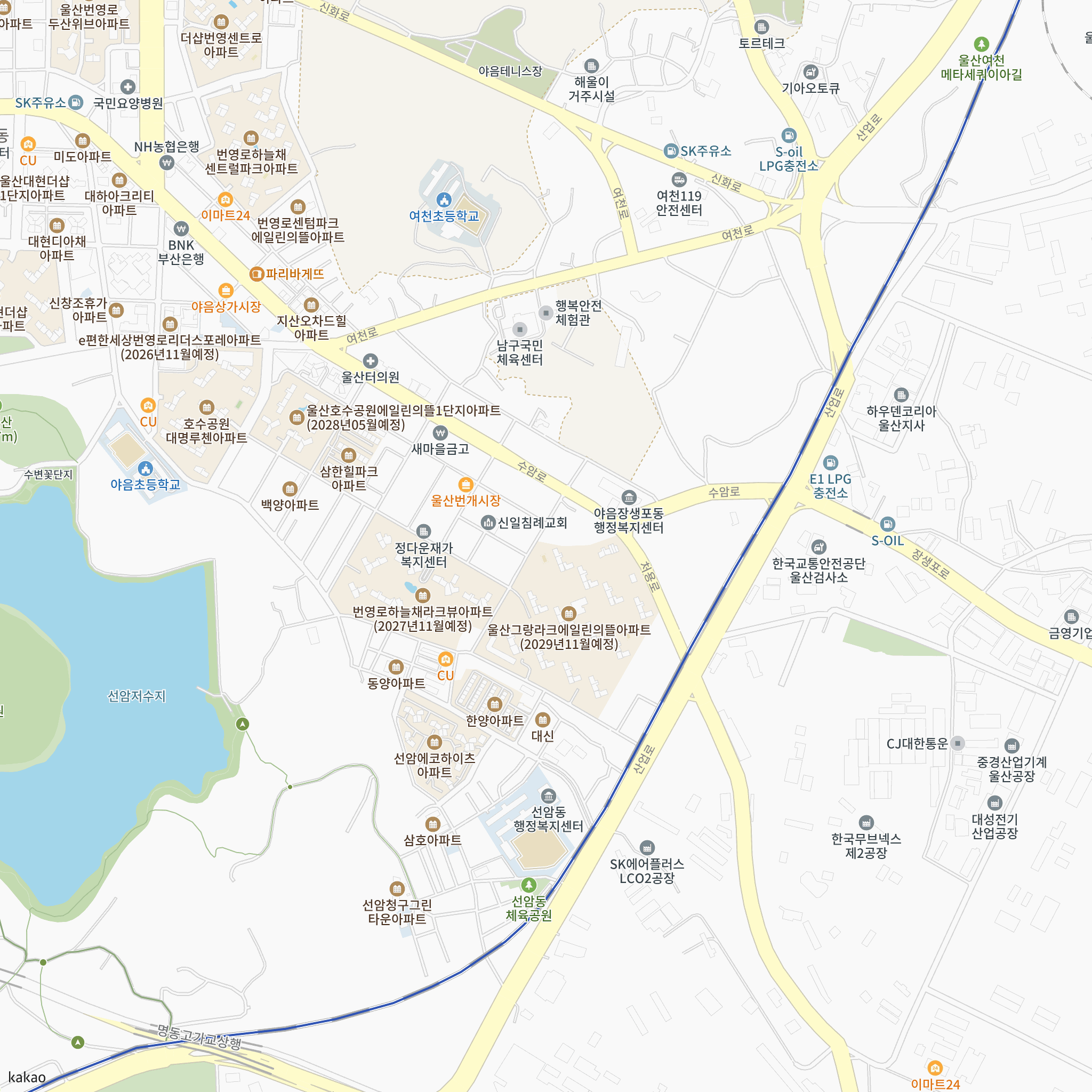 그랑라크 에일린의 뜰 반경 1km 주변 시설 지도