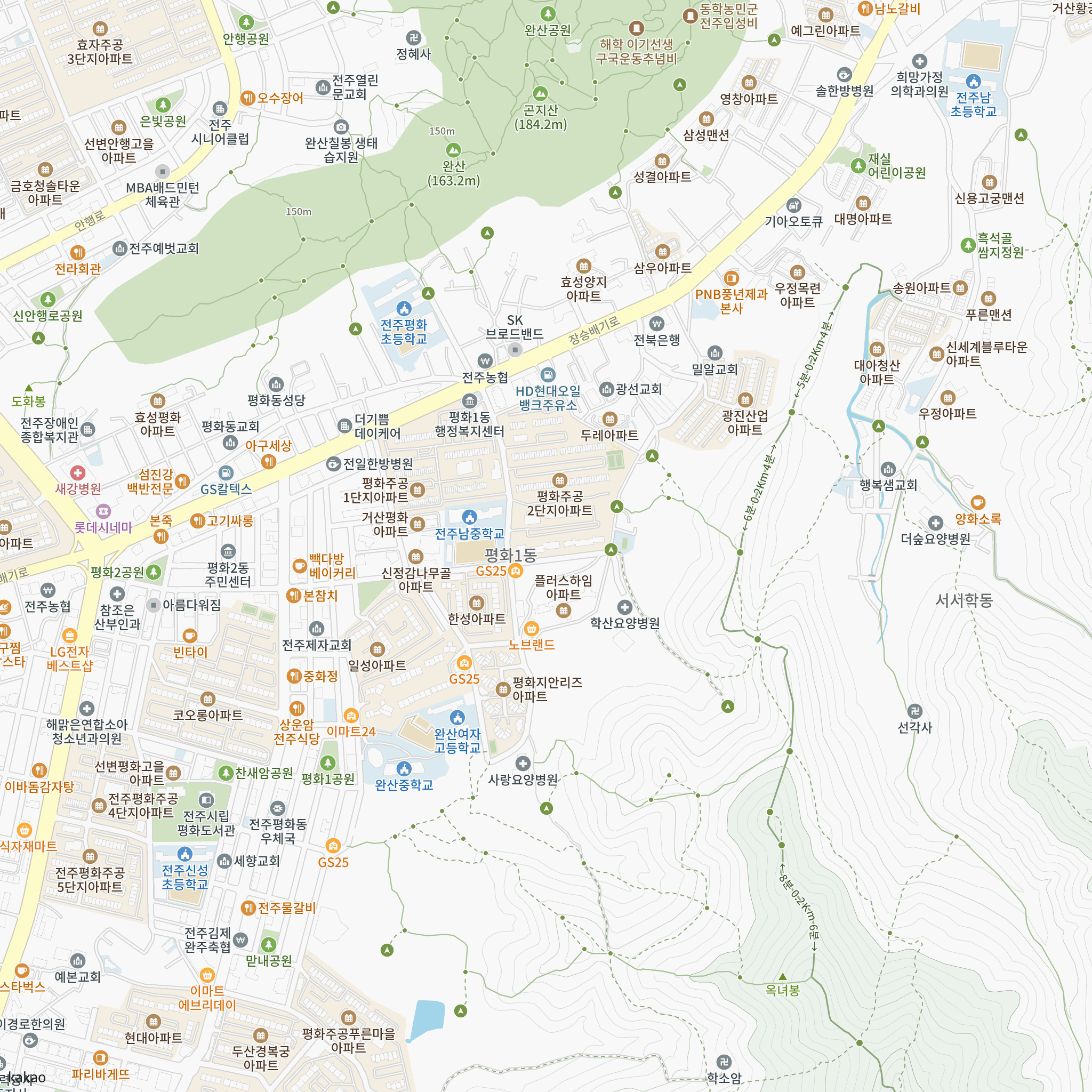 전주평화1 영구임대주택 입주자격완화 예비입주자 모집공고 반경 1km 주변 시설 지도