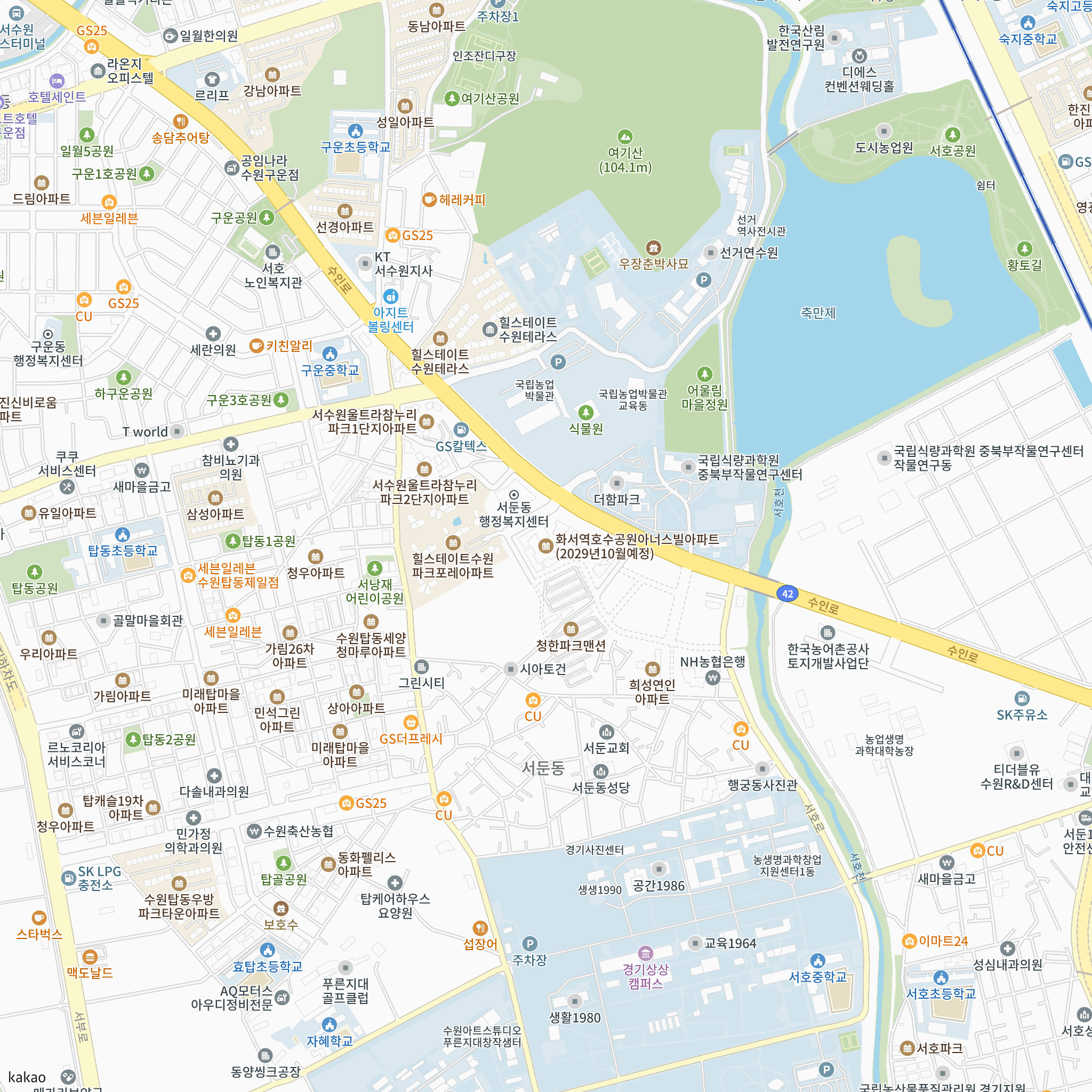 화서역 호수공원 아너스빌 반경 1km 주변 시설 지도