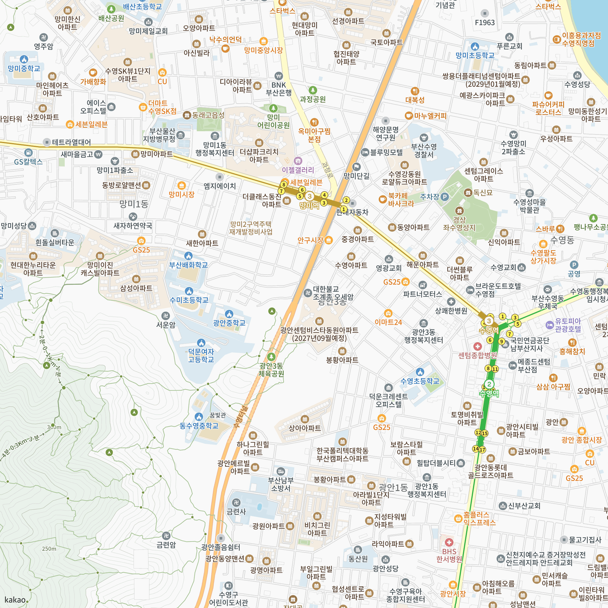 광안센텀 비스타동원(조합원 취소분) 반경 1km 주변 시설 지도
