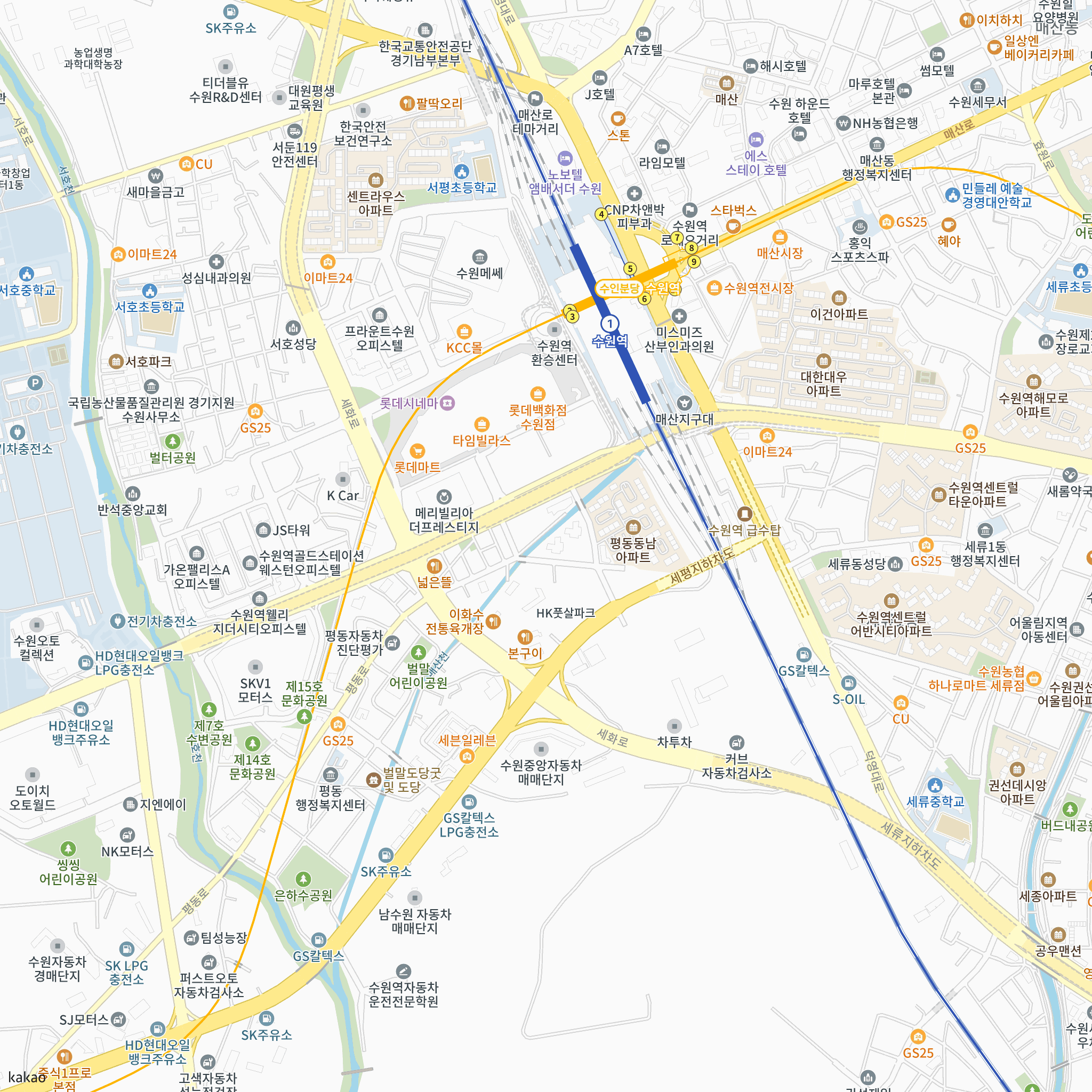 수원역 아너스빌 타임원(2차) 반경 1km 주변 시설 지도