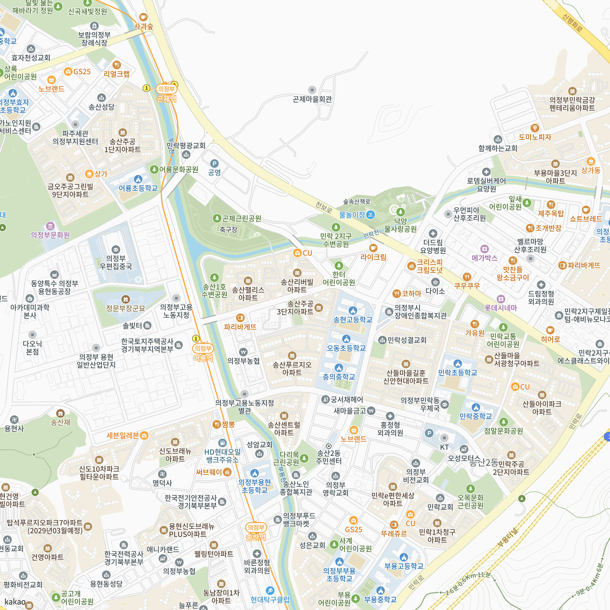 의정부송산3단지 공임50년 예비입주자 표준모집공고문 반경 1km 주변 시설 지도