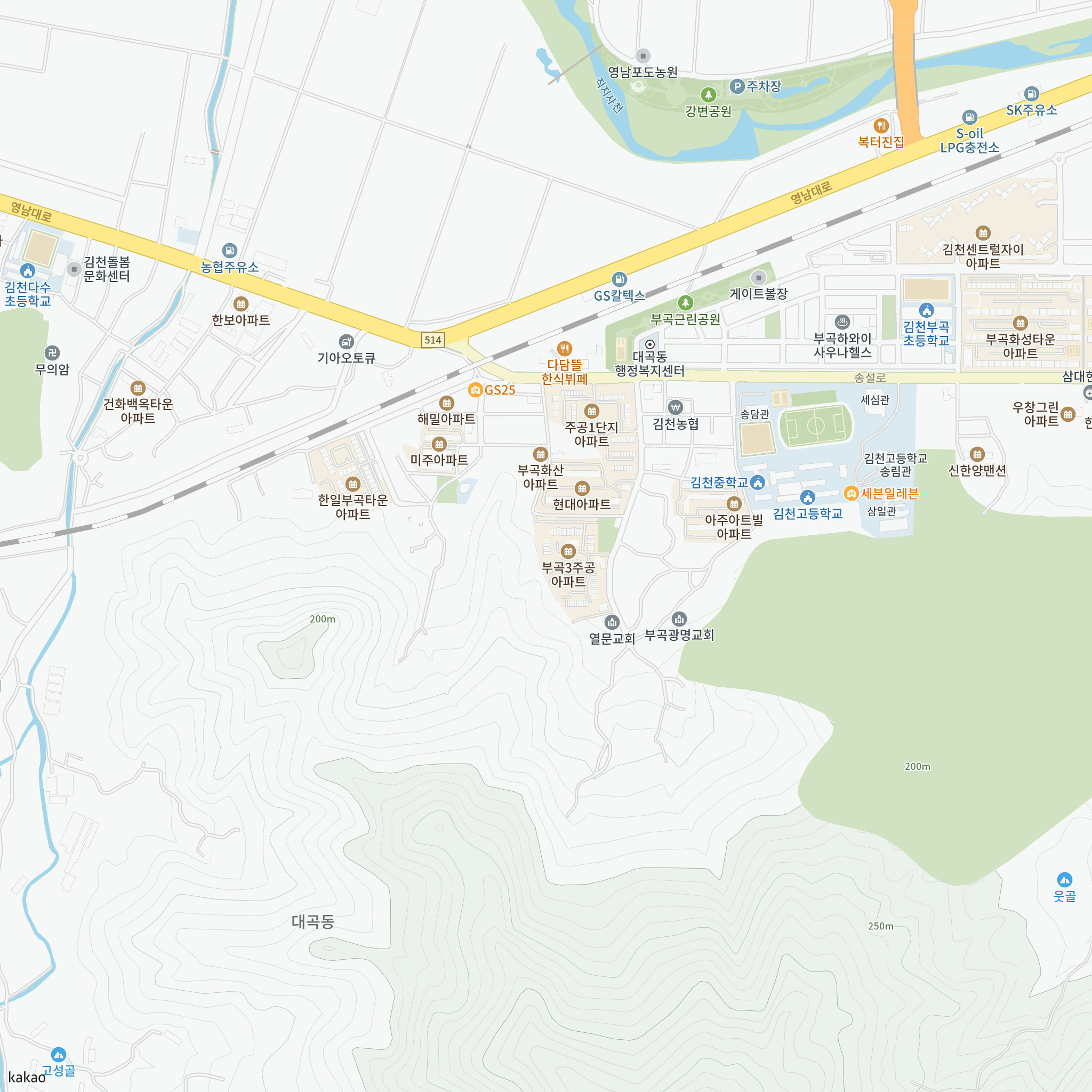 김천부곡2 영구임대주택 예비입주자 모집 반경 1km 주변 시설 지도