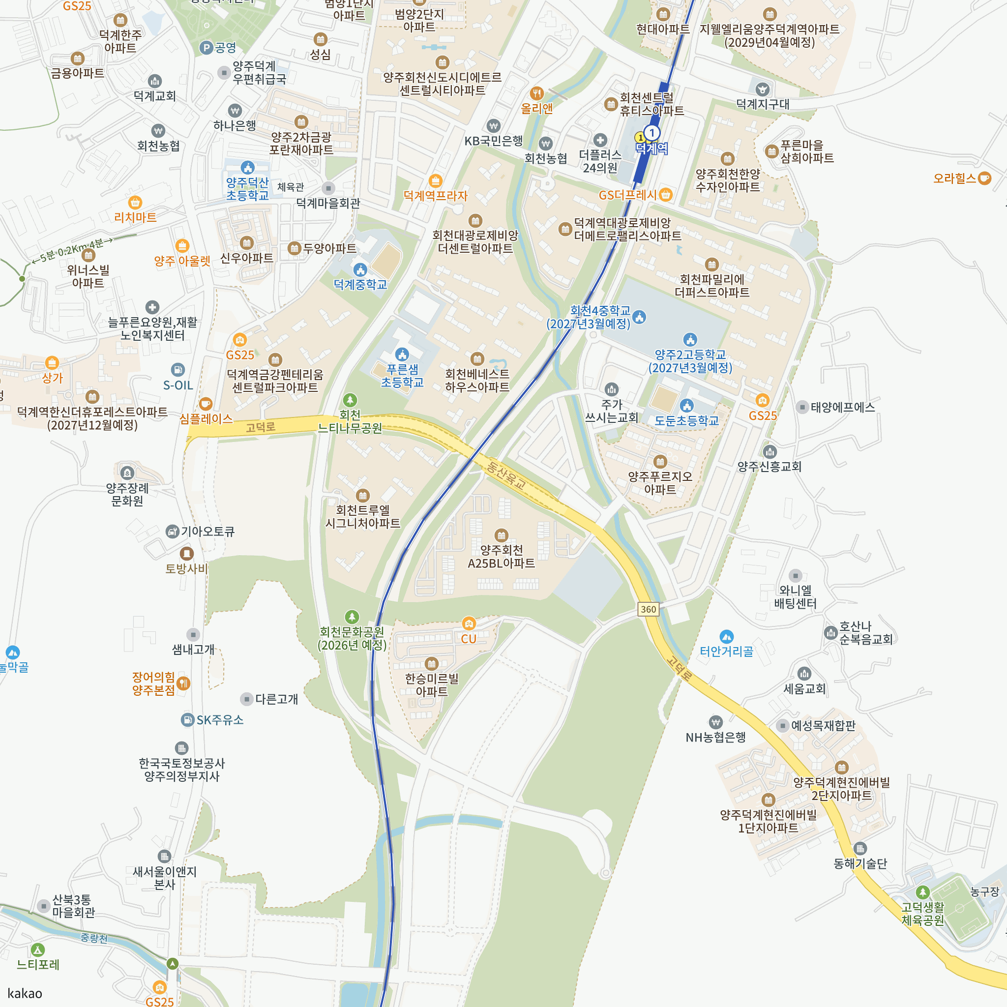 양주회천 A25BL 영구임대주택 추가입주자 모집 공고(‘26.09.21) 반경 1km 주변 시설 지도