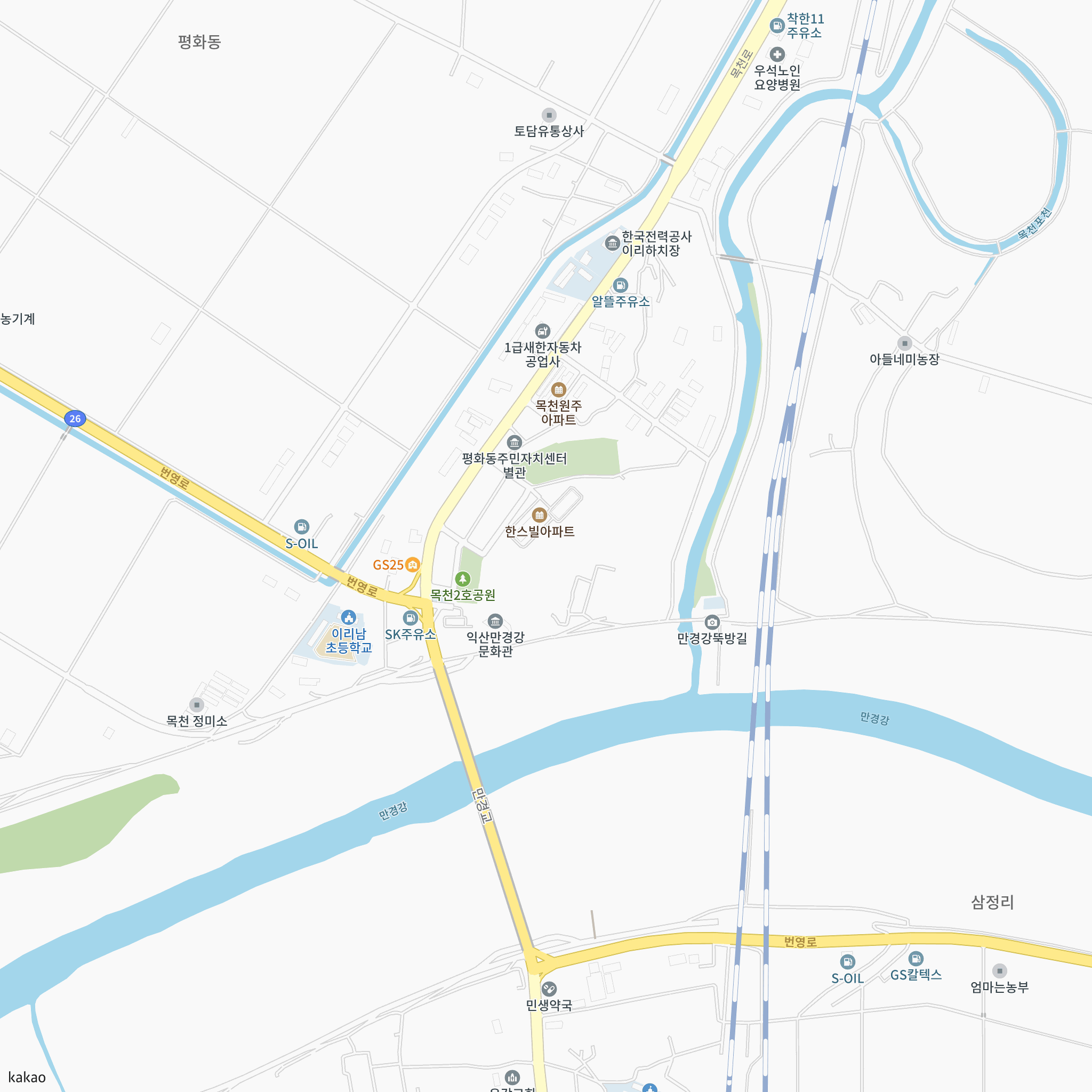 익산한스빌 국민임대주택 예비입주자 자격완화 모집 공고 반경 1km 주변 시설 지도