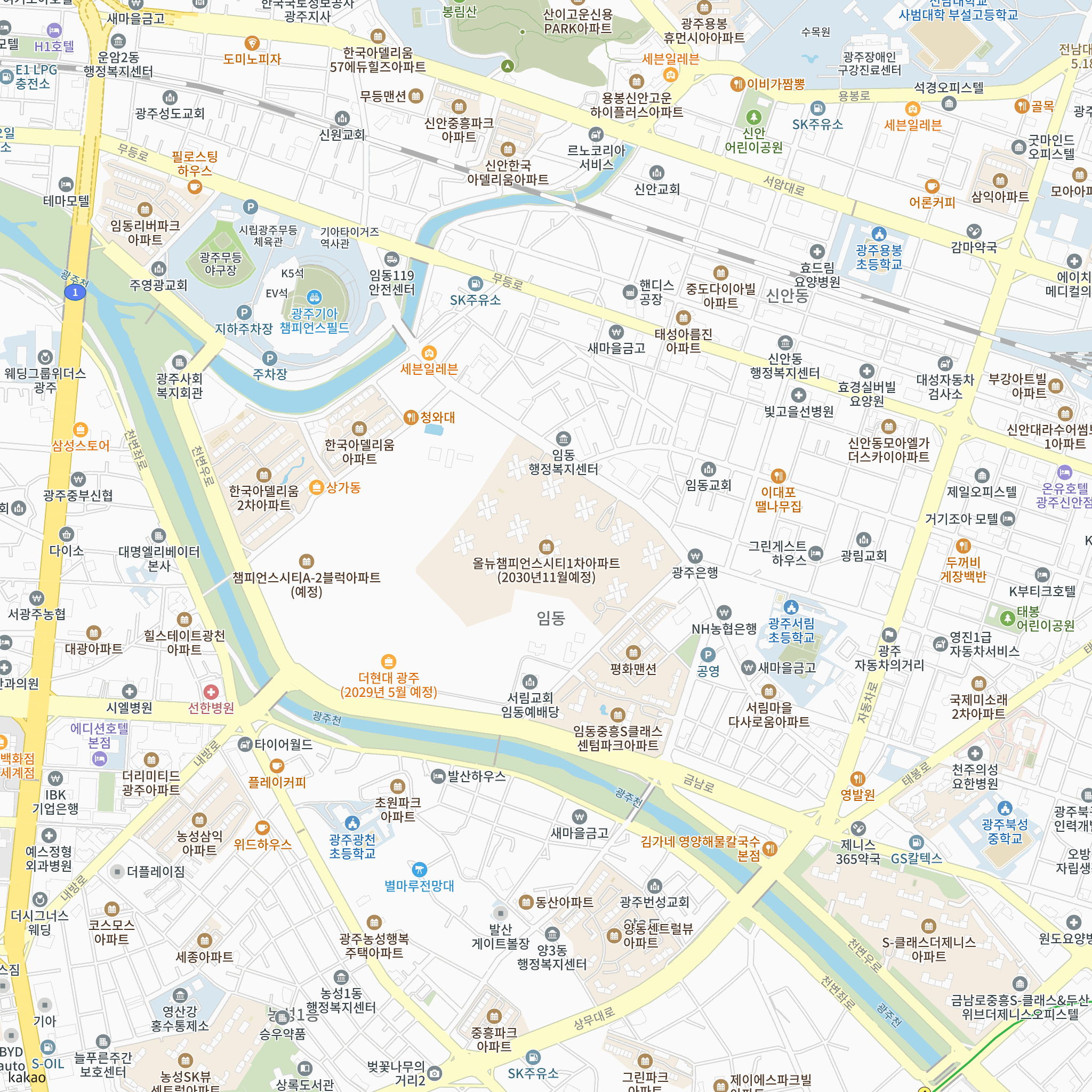 올 뉴 챔피언스시티 1차 반경 1km 주변 시설 지도