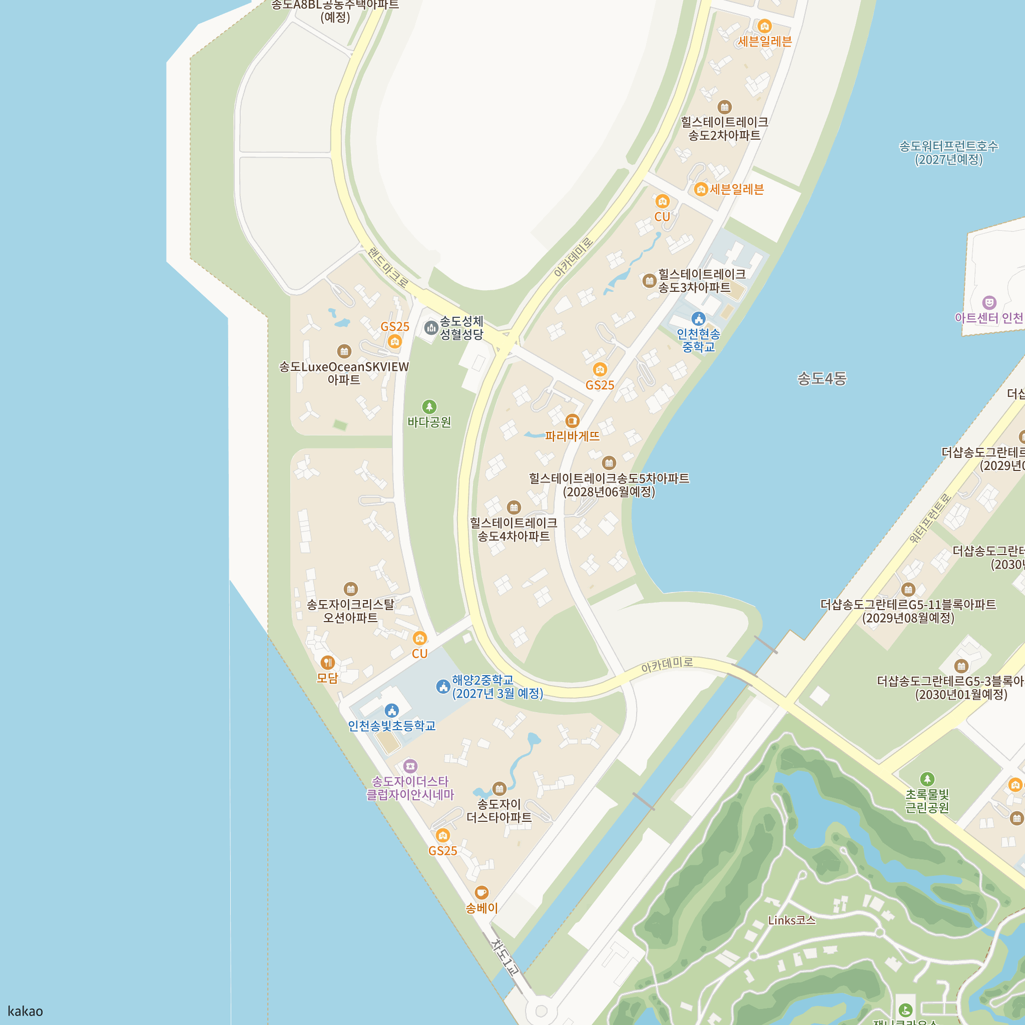 힐스테이트 레이크 송도 4차(2차) 반경 1km 주변 시설 지도