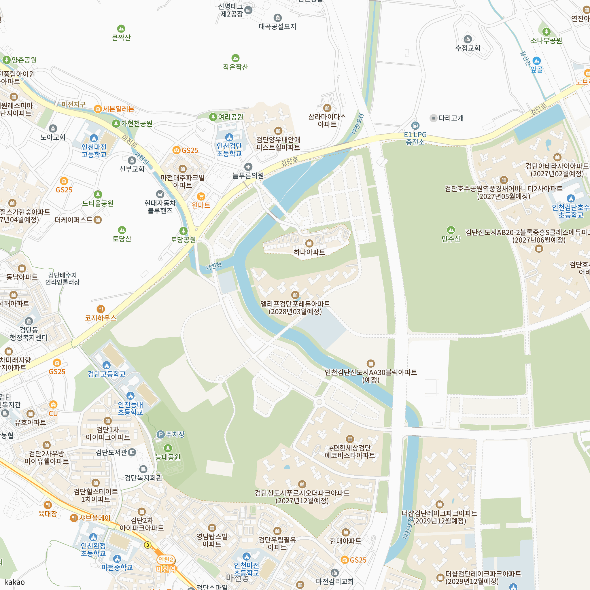 엘리프 검단 포레듀(AA32블록)(4차) 반경 1km 주변 시설 지도