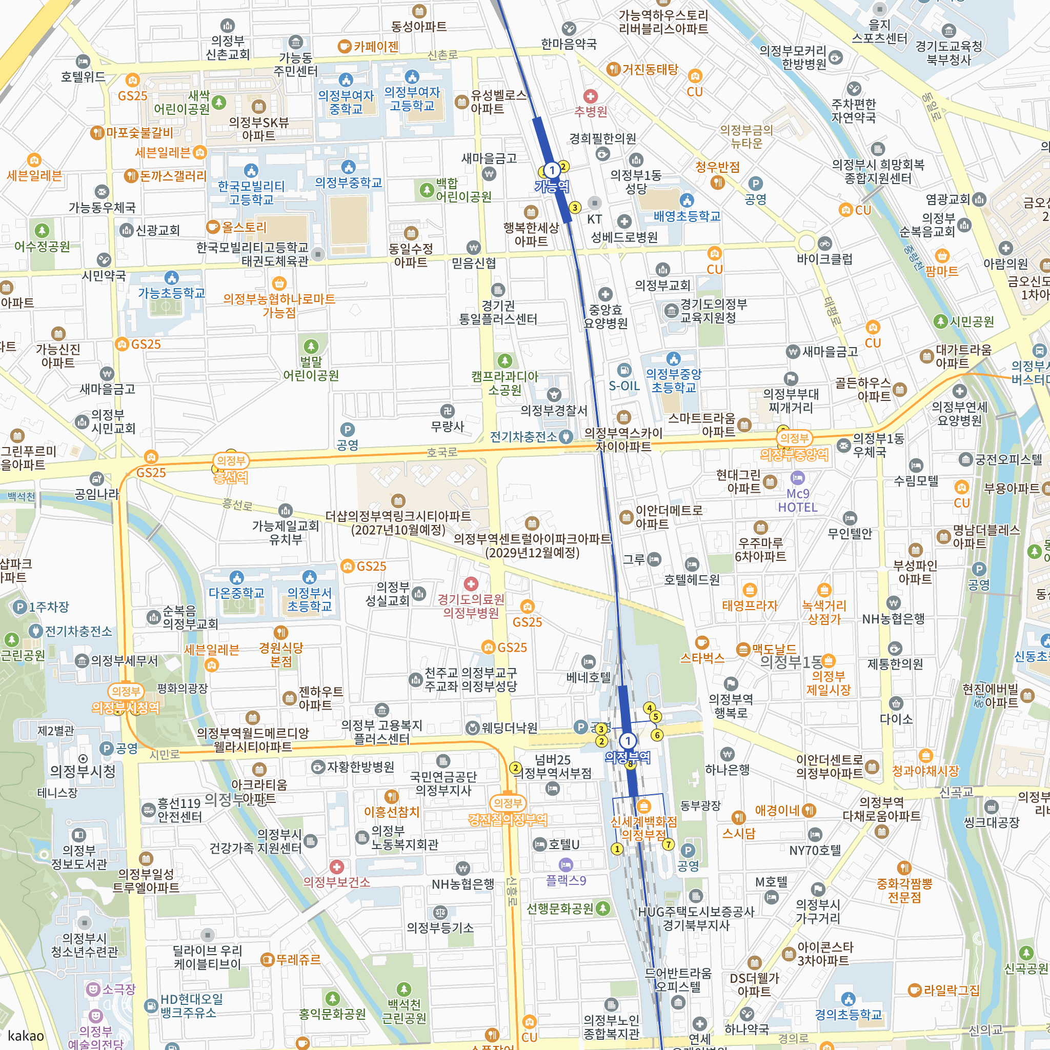 의정부역 센트럴 아이파크 (5차) 반경 1km 주변 시설 지도