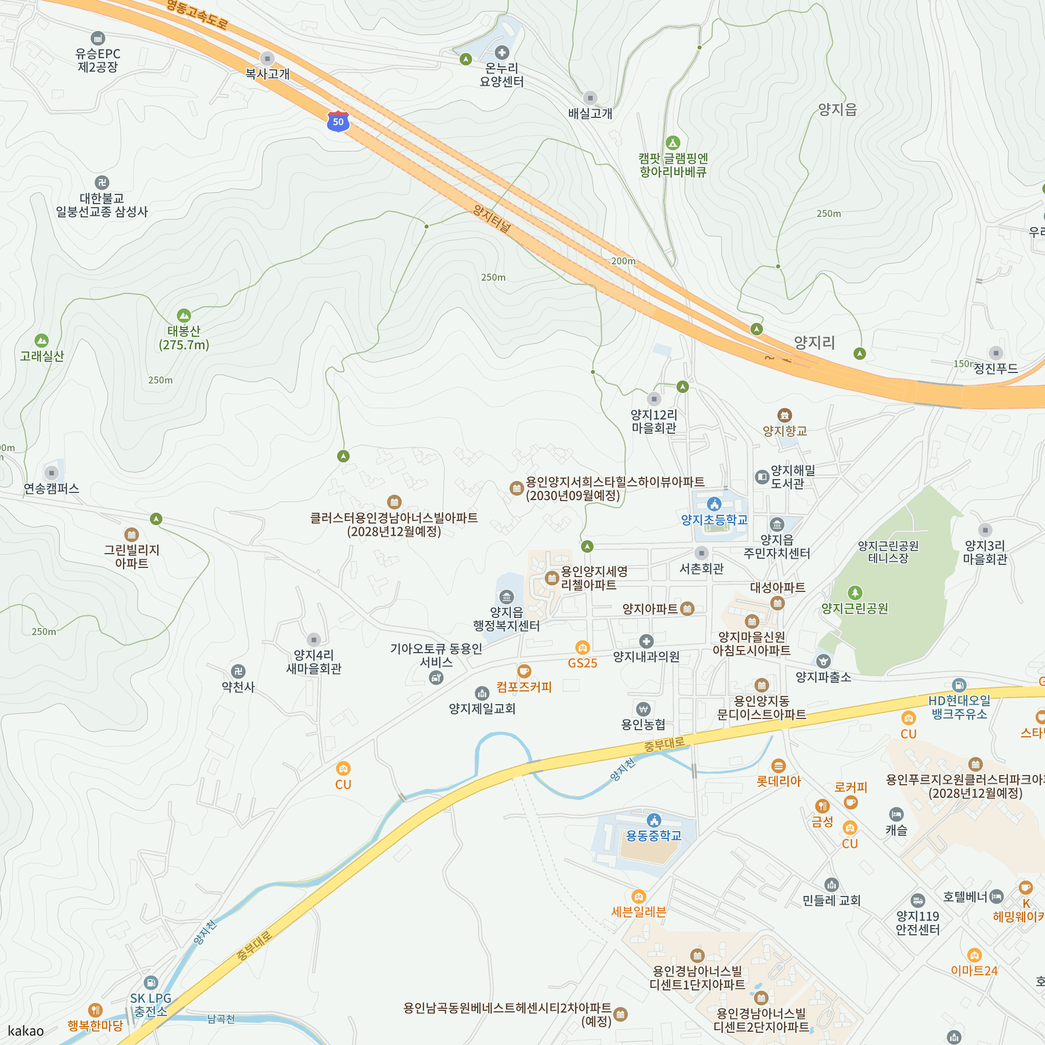 용인 양지 서희스타힐스 하이뷰 (조합원 취소분) 반경 1km 주변 시설 지도