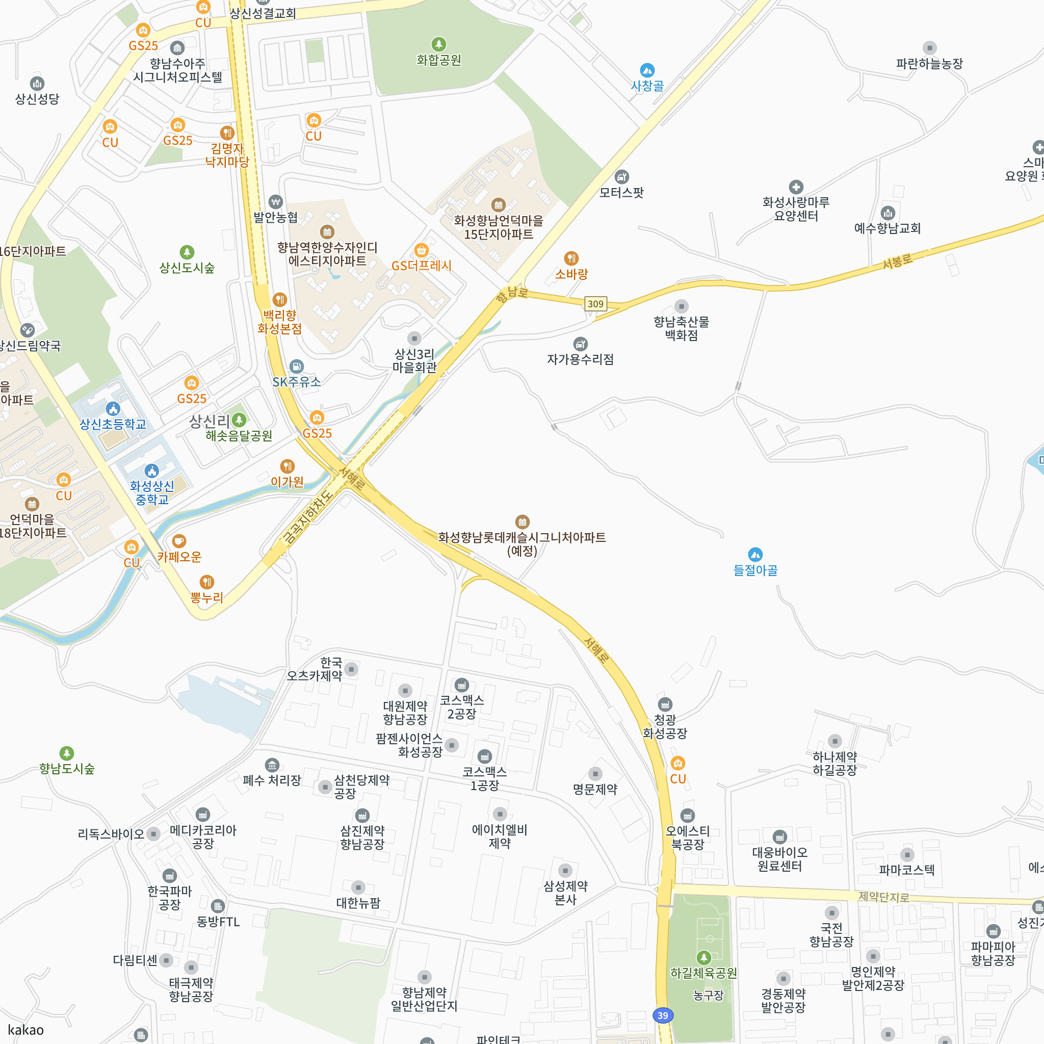 화성 향남 롯데캐슬 시그니처 반경 1km 주변 시설 지도