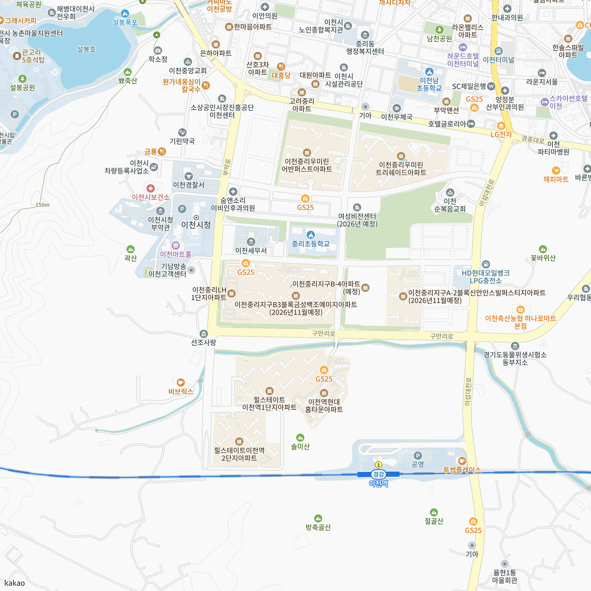 이천 중리지구 B3블록 금성백조 예미지(2차) 반경 1km 주변 시설 지도