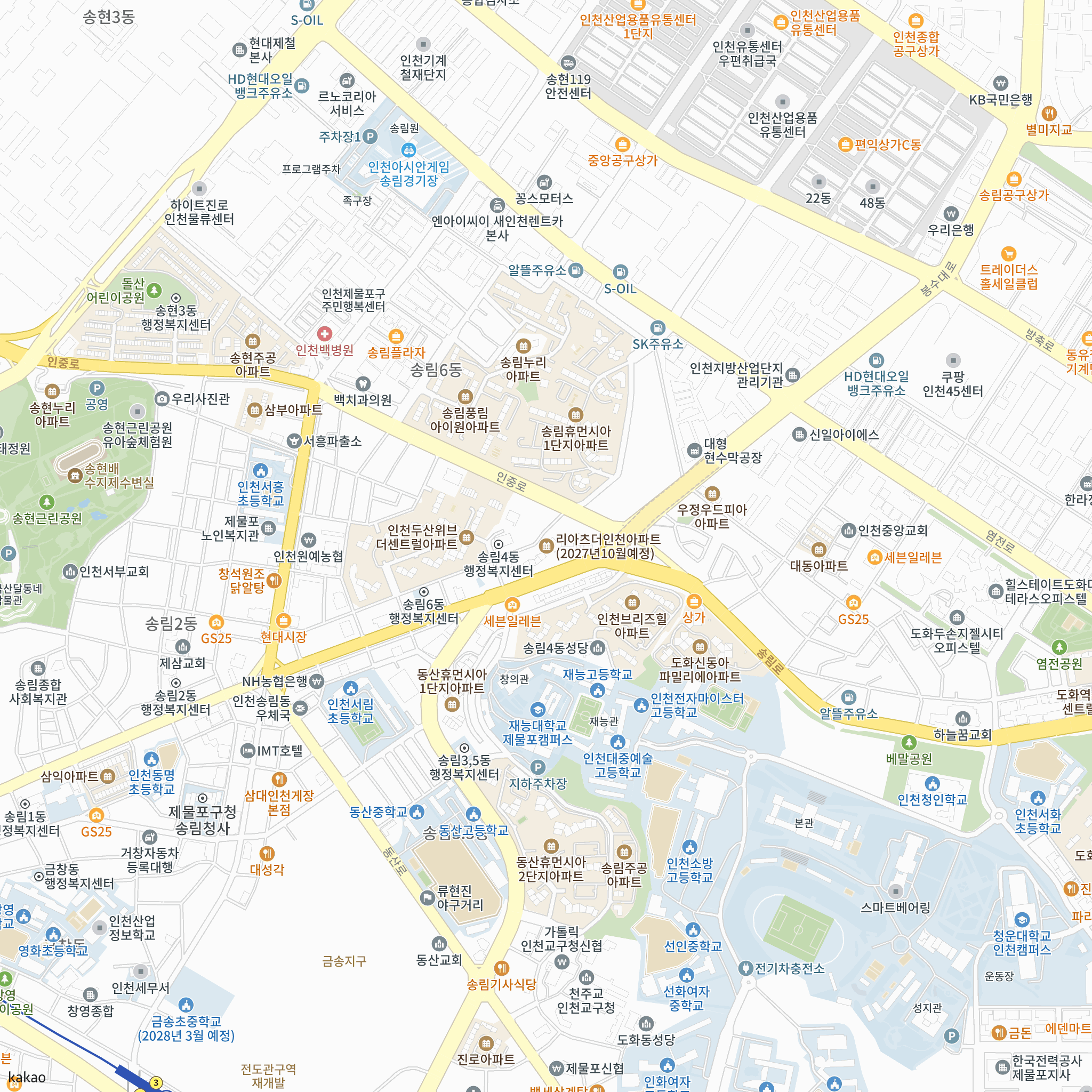리아츠 더 인천(23차) 반경 1km 주변 시설 지도