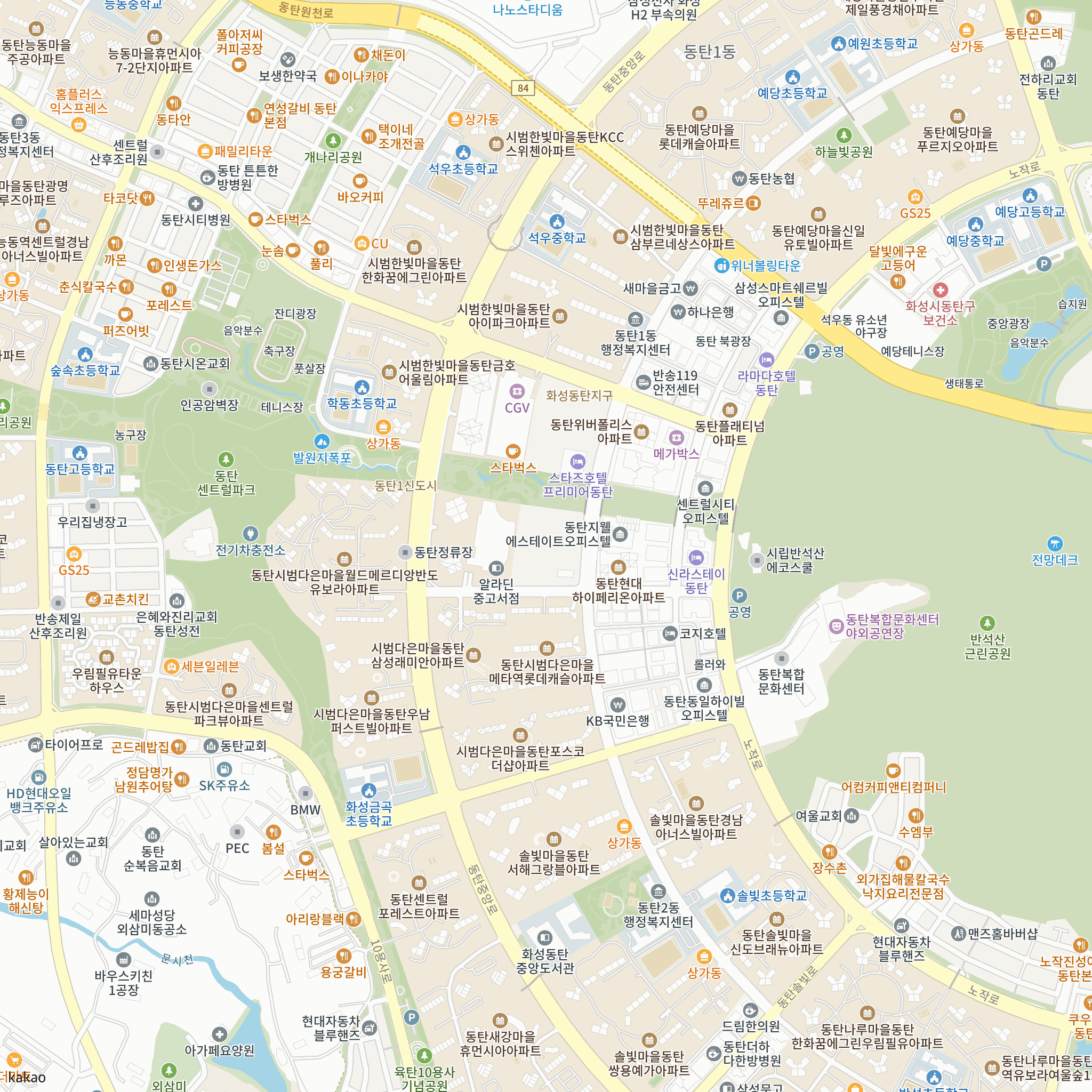 아크메르 동탄 99 반경 1km 주변 시설 지도