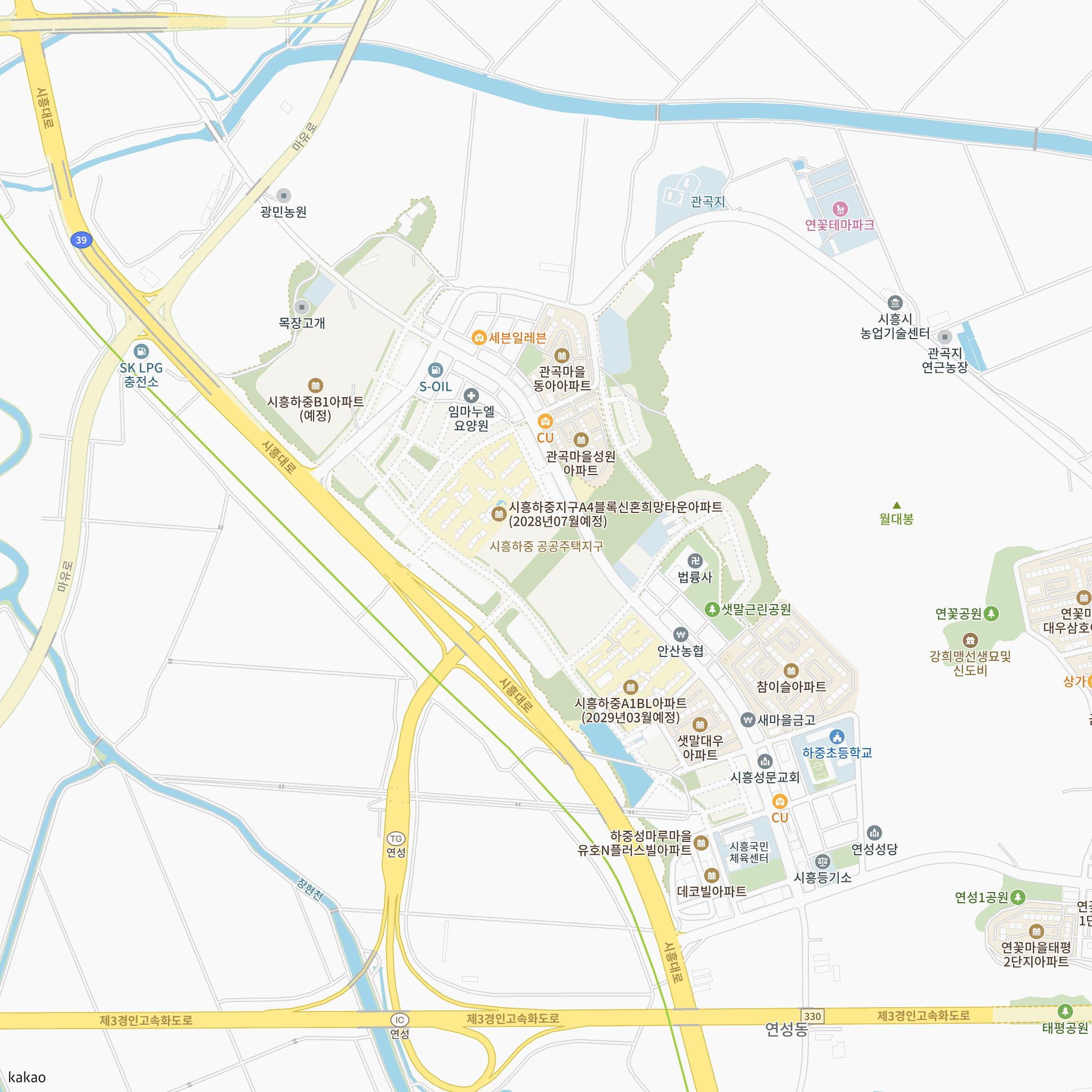 시흥하중 A1블록 신혼희망타운(공공분양) 잔여세대 추가입주자모집공고 반경 1km 주변 시설 지도