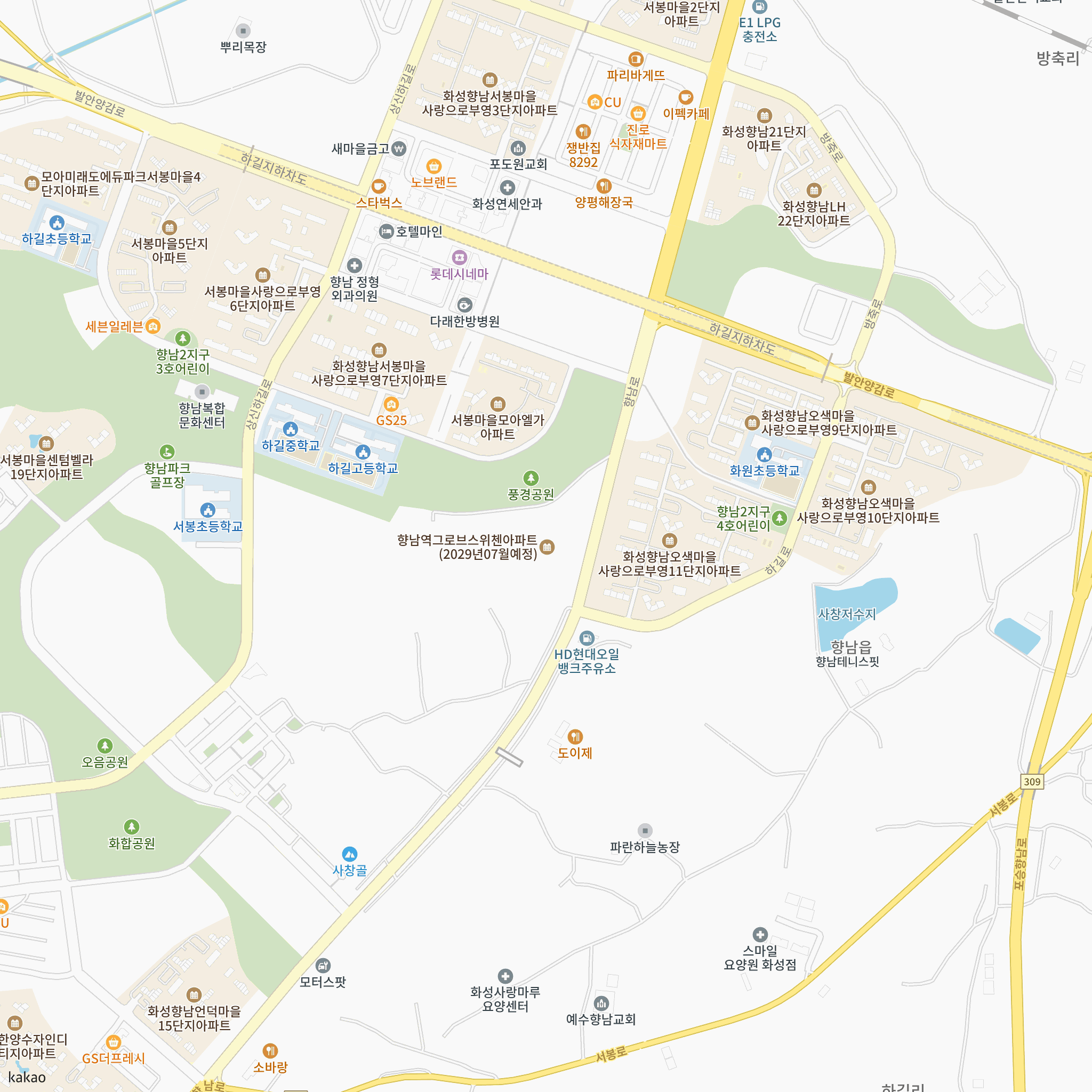 향남역 그로브 스위첸 반경 1km 주변 시설 지도