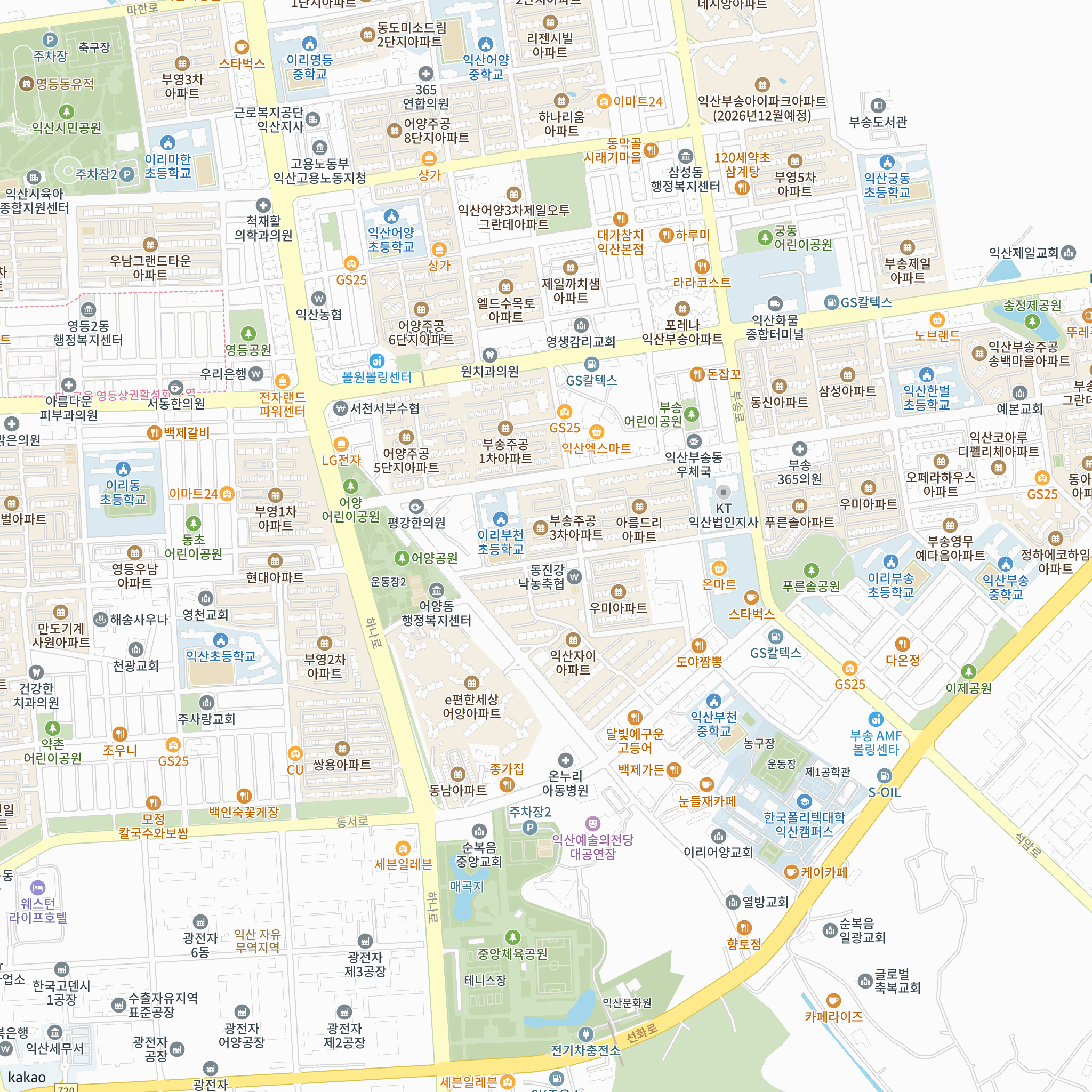 익산부송3단지 50년 공공임대 예비입주자 모집 반경 1km 주변 시설 지도