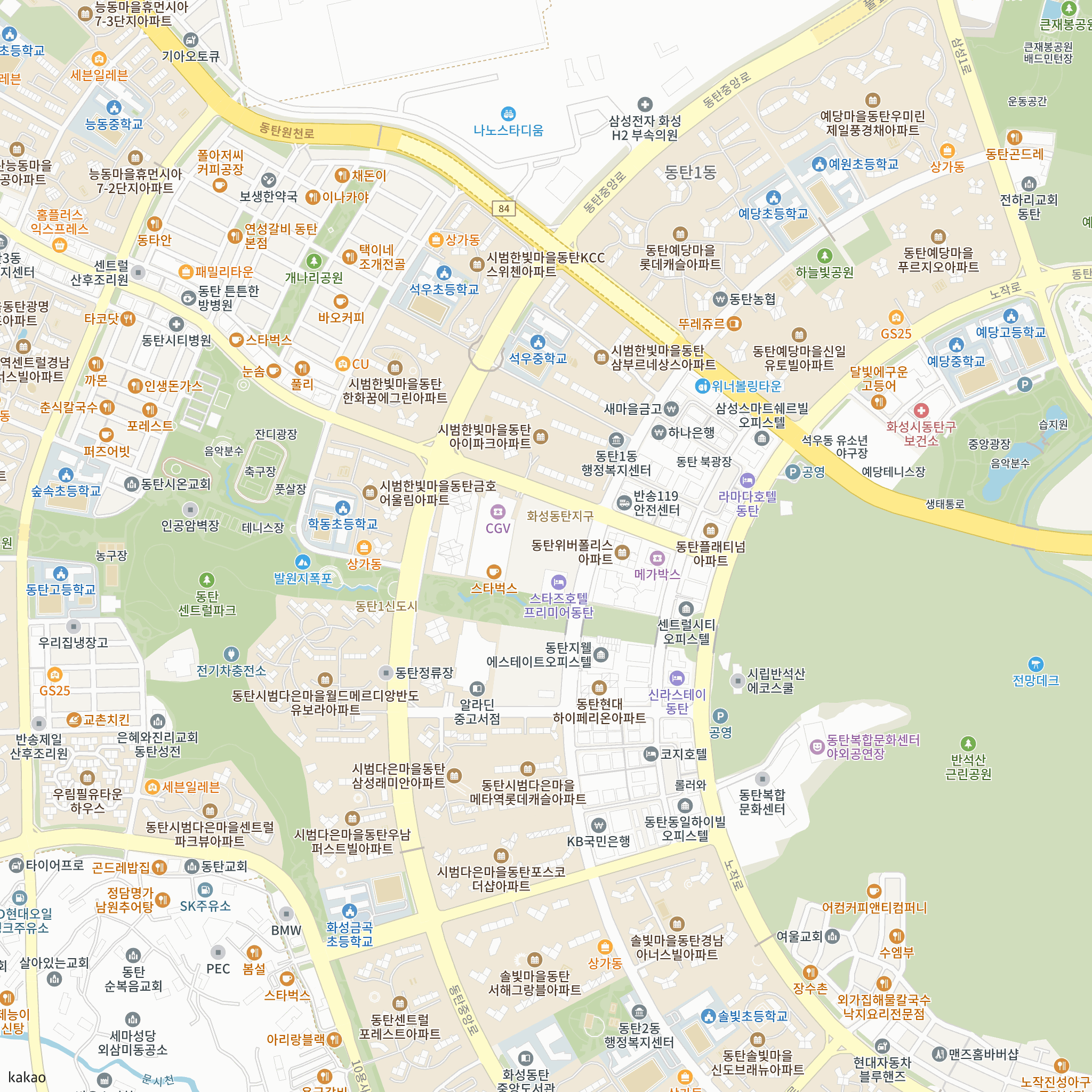 아크메르 동탄 95 반경 1km 주변 시설 지도