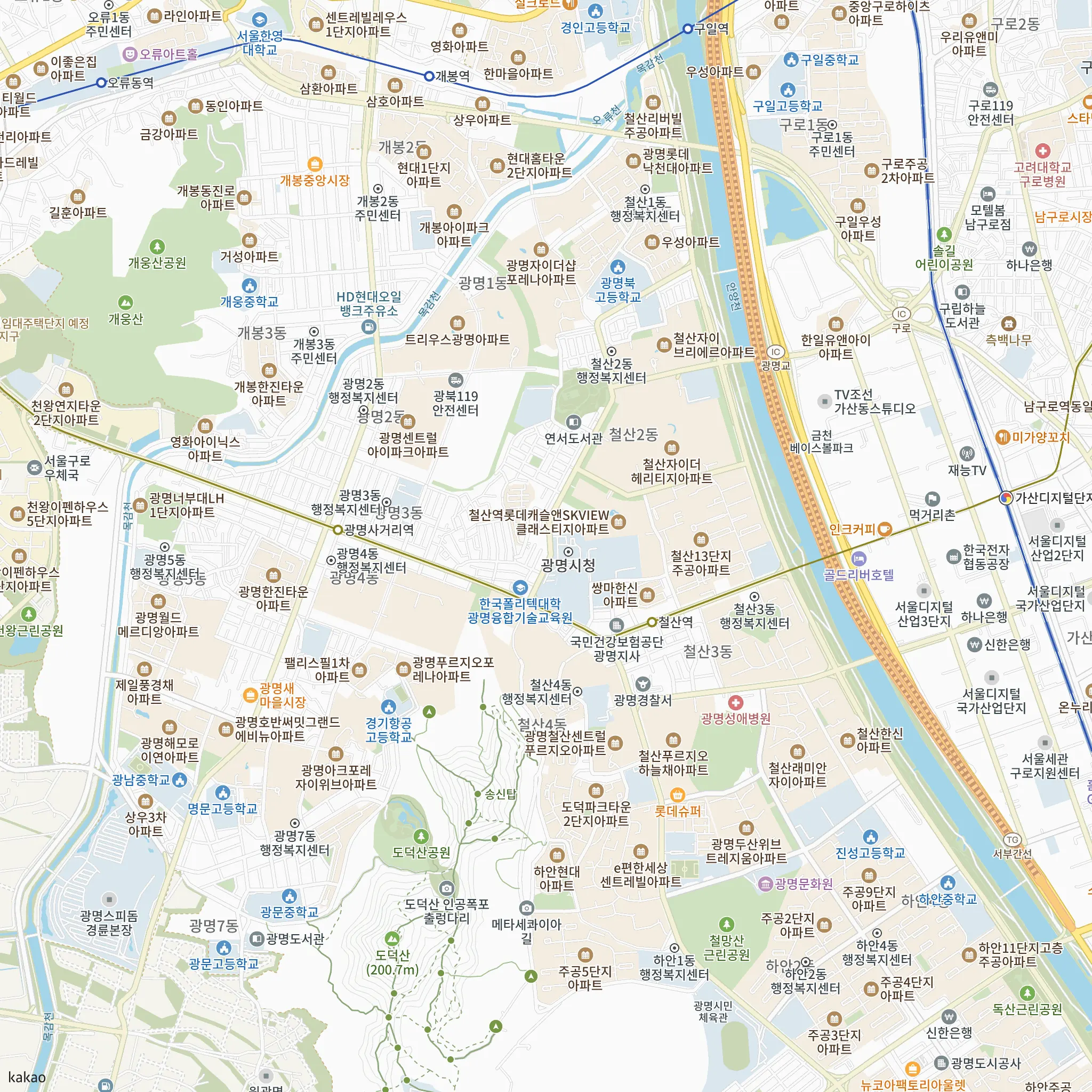 철산자이 브리에르 안전마진 계산에 쓴 비교단지 중 비중 큰 2곳의 위치 지도