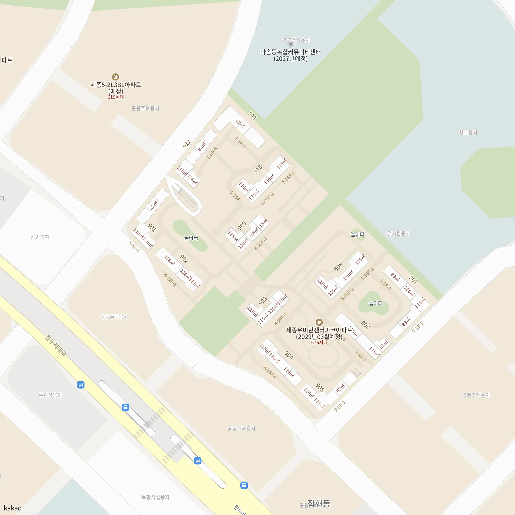 세종 우미 린 센터파크(행정중심복합도시 5-2생활권 S1블록, 글미마을 9단지) 이번에 나온 세대가 있는 동 위치