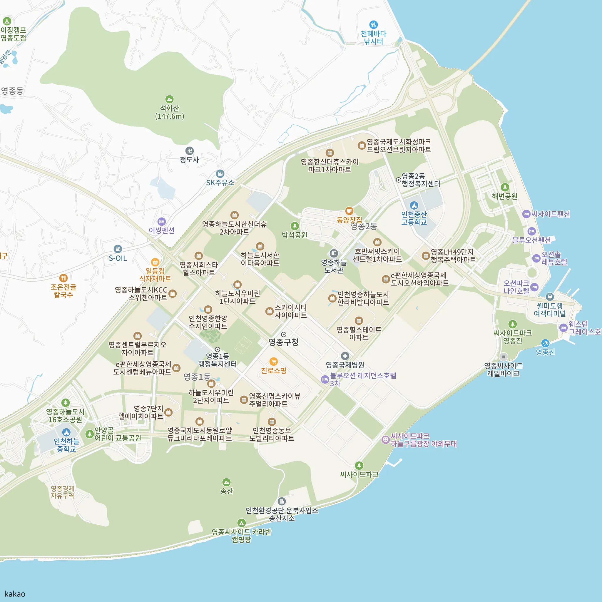 인천영종국제도시 디에트르 라 메르Ⅰ(RC4-1,2BL)(8차) 안전마진 계산에 쓴 비교단지 중 비중 큰 5곳의 위치 지도