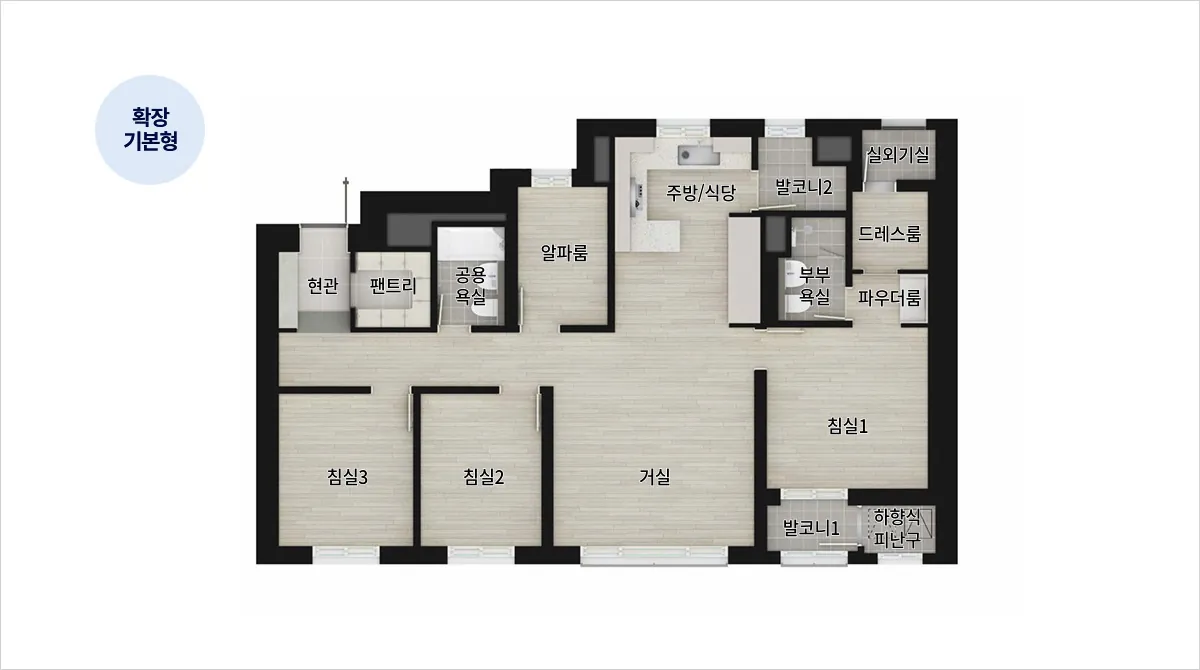 더샵 오산역아크시티 오피스텔 84A 평면도(확장 기본형)(공식 홈페이지)