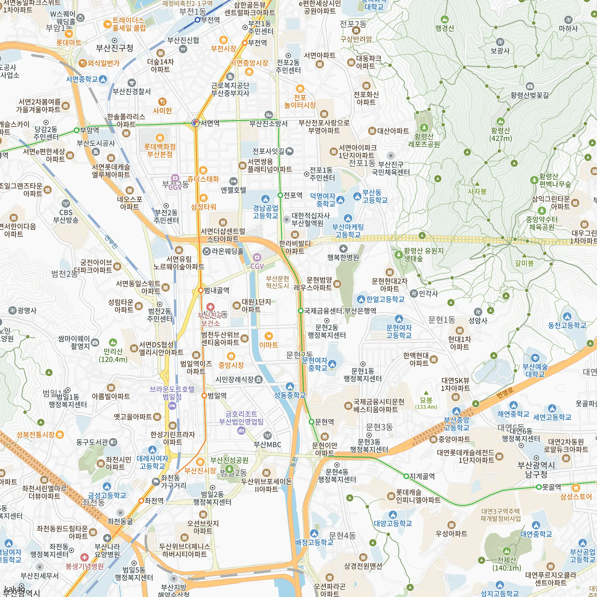 부산문현2 1블록(문현 푸르지오 트레시엘) 행복주택 최초 입주자 모집에서 가장 가까운 국제금융센터·부산은행역과 부산1호선·부산2호선·동해선 노선 지도