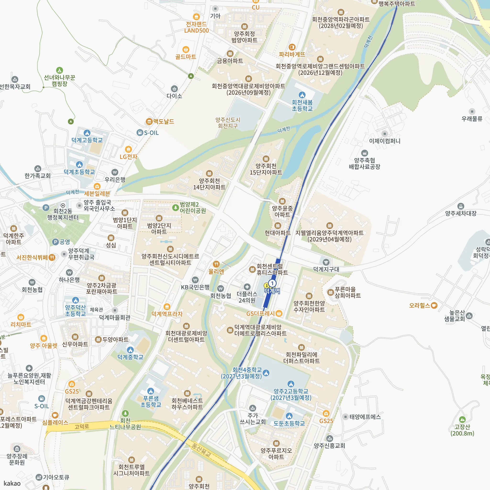 회천중앙역 파라곤 안전마진 계산에 쓴 비교단지 중 비중 큰 3곳의 위치 지도