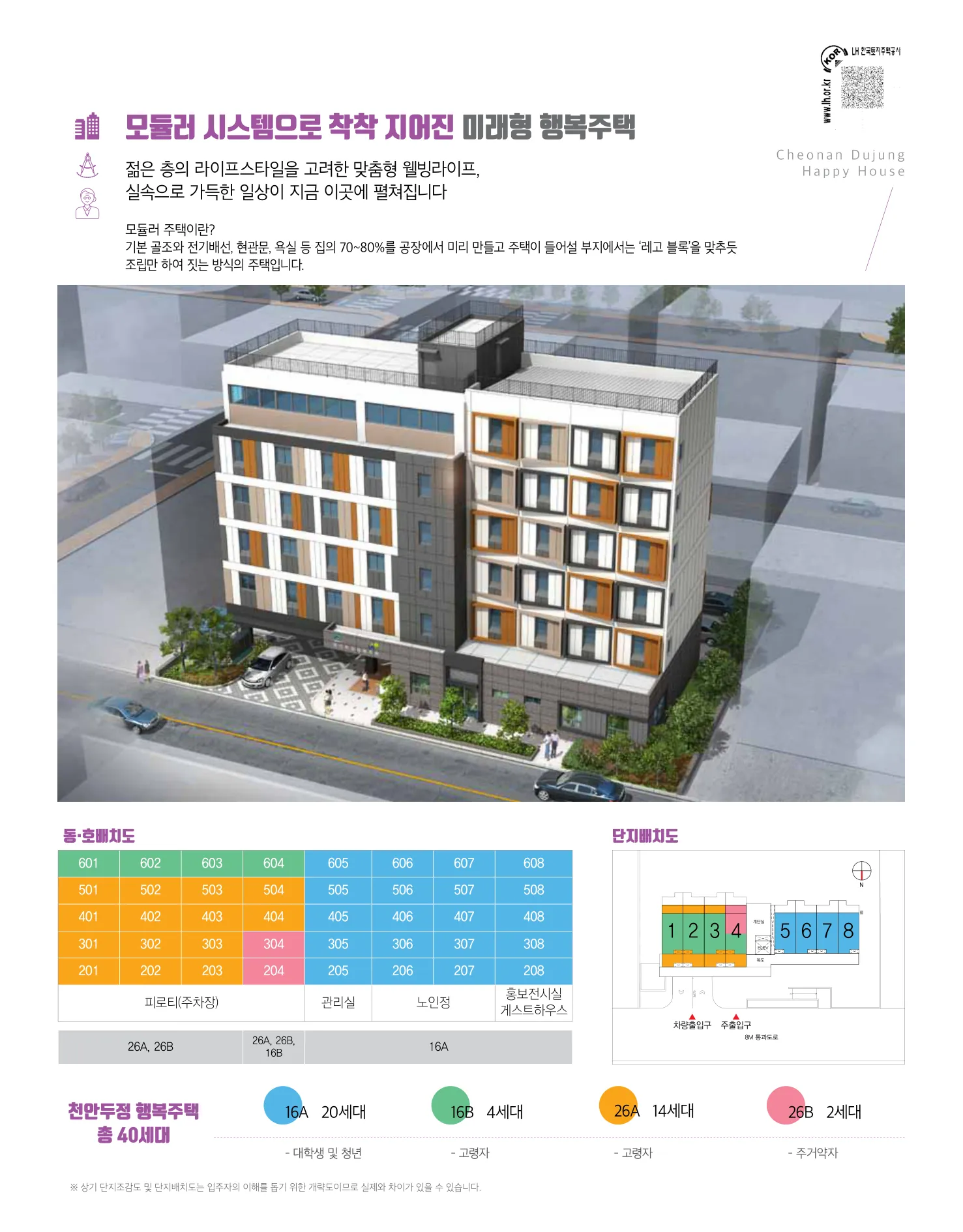 천안 아산시 행복주택 자격완화 예비입주자 모집 (26.10.15) 천안두정1단지 행복주택 외관 투시도(LH 공식 첨부 3쪽)