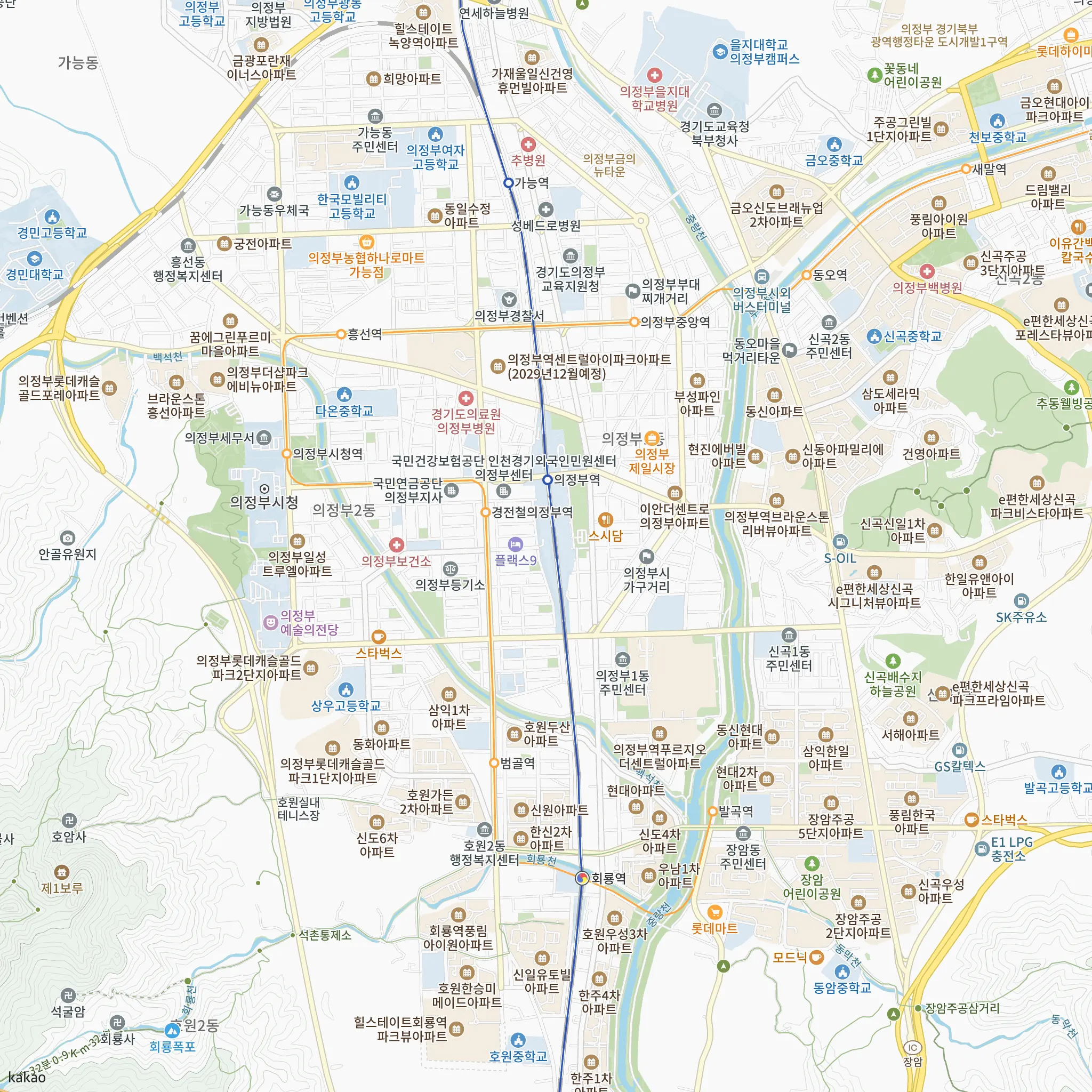 의정부역 센트럴 아이파크 (5차)에서 가장 가까운 의정부역과 1호선·의정부경전철 노선 지도