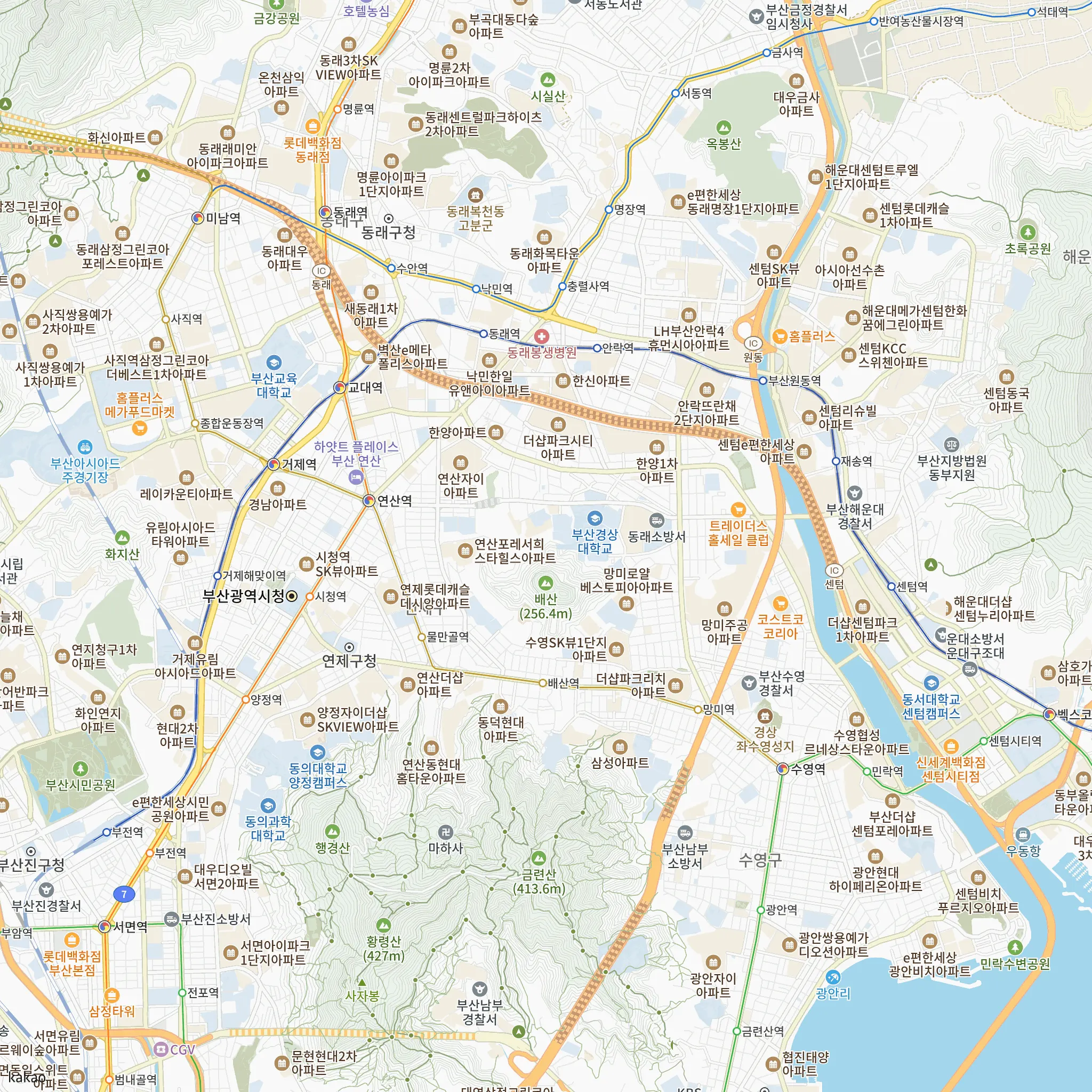 연산 센텀 월드메르디앙 안전마진 계산에 쓴 비교단지 33곳을 4개 묶음으로 나눈 위치 지도