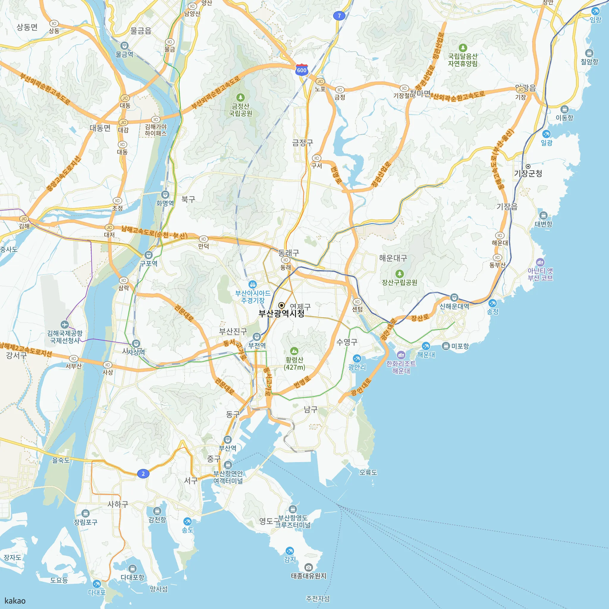 연제구와 인접 지역 지도에 표시한 연산 센텀 월드메르디앙 위치