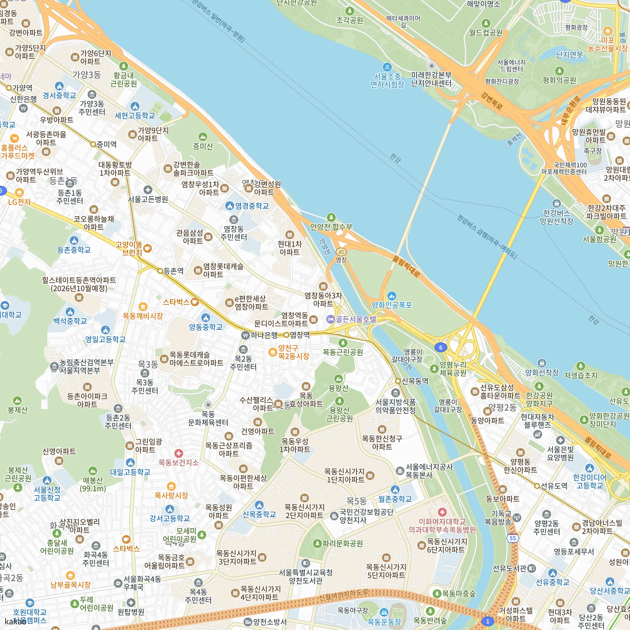 브라운스톤 목동(2차)에서 가장 가까운 염창역과 9호선 노선 지도