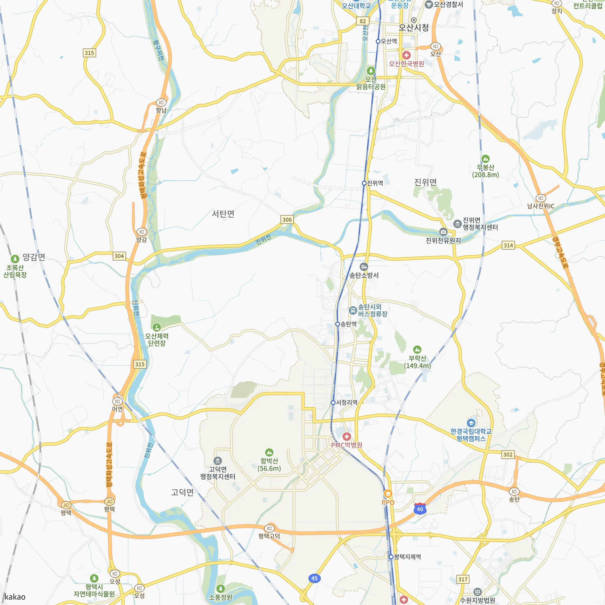 고덕신도시 아테라 A-63블록 공공분양주택(2차) 안전마진 계산에 쓴 비교단지 25곳을 4개 묶음으로 나눈 위치 지도